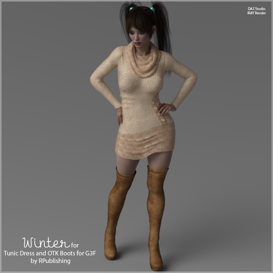 Winter for Tunic Dress and OTK Boots for G3F by N/A