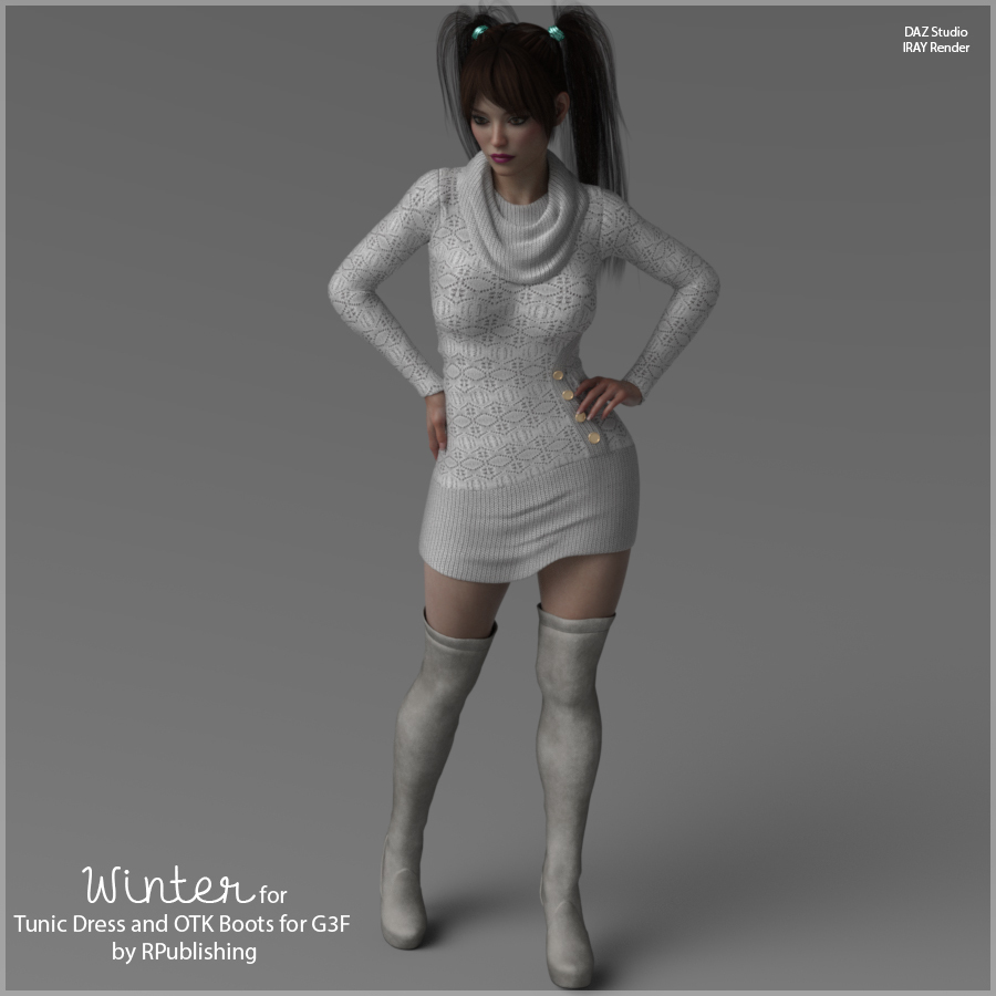 Winter for Tunic Dress and OTK Boots for G3F by N/A