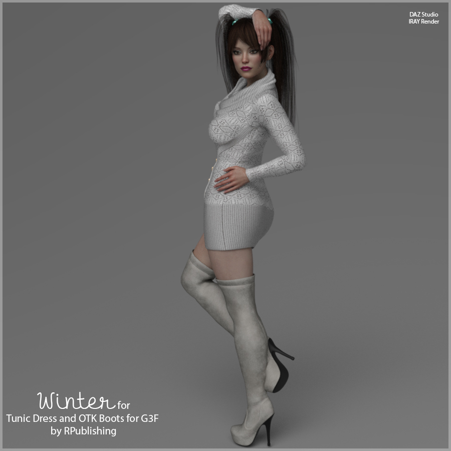 Winter for Tunic Dress and OTK Boots for G3F by N/A