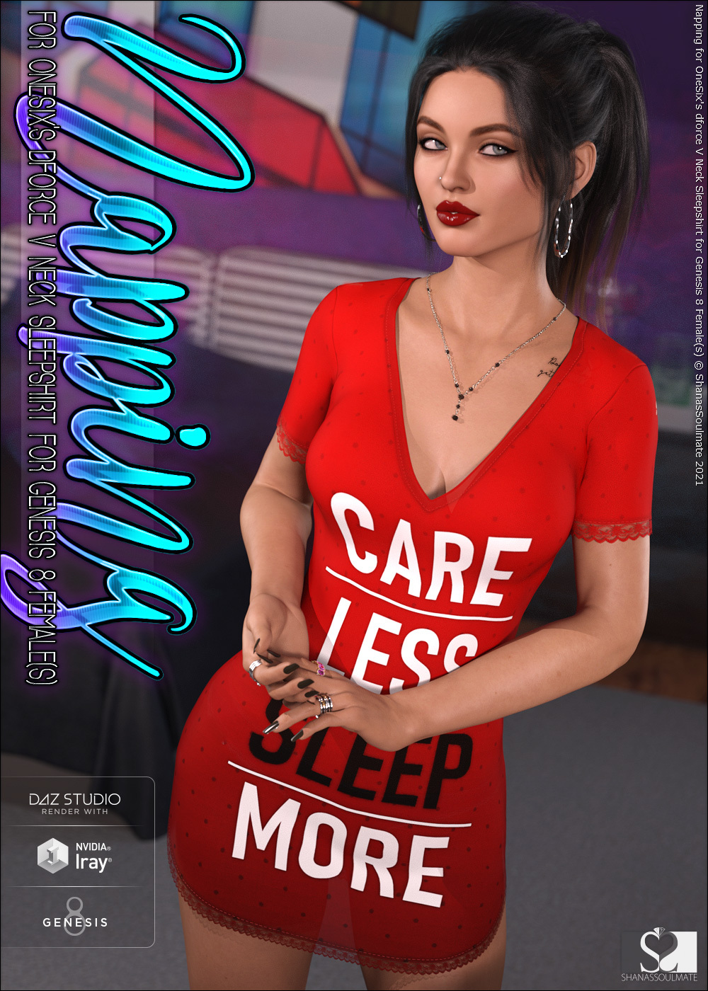 Napping for dforce V Neck Sleepshirt for Genesis 8 Female(s) by N/A