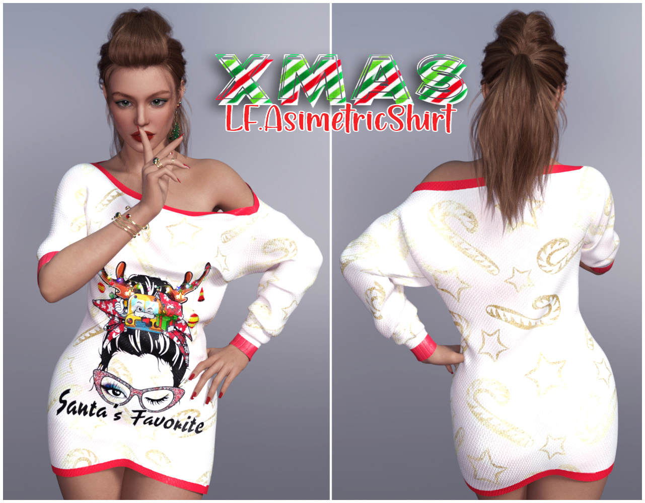 Xmas LF Asymmetric Shirt G8F by N/A