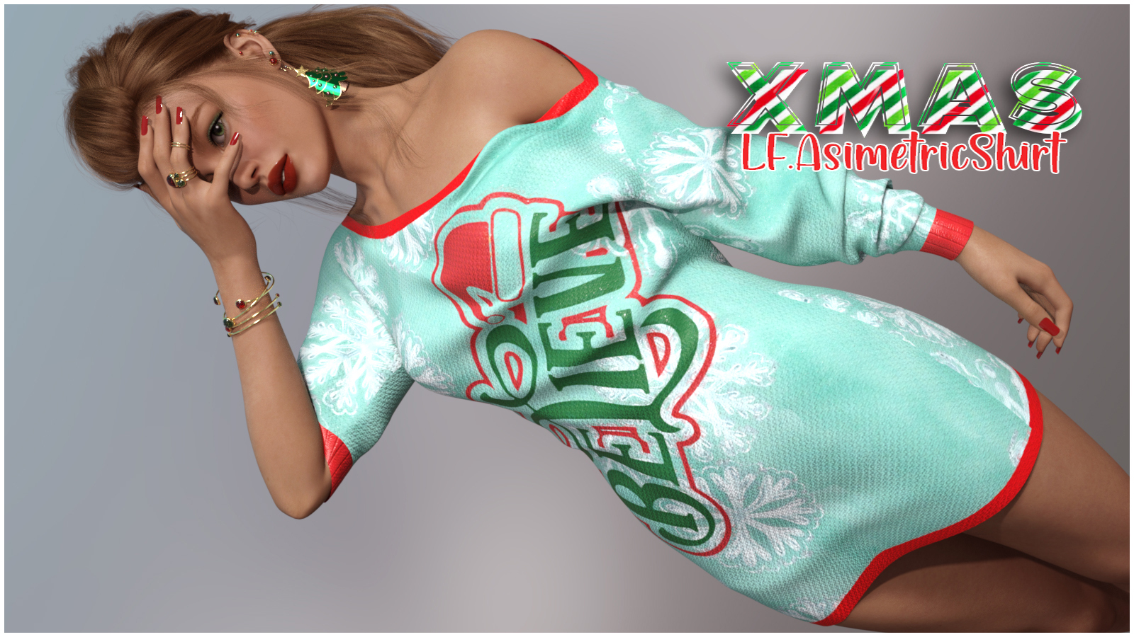 Xmas LF Asymmetric Shirt G8F by N/A