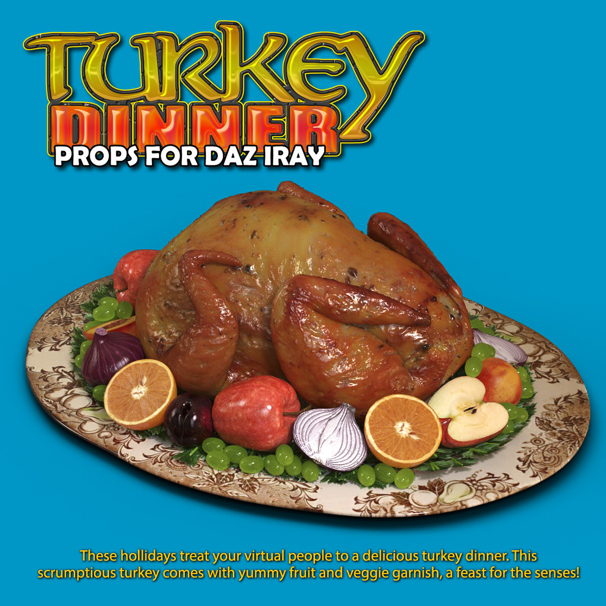 Exnem Turkey Dinner Props for Daz Studio Iray by N/A