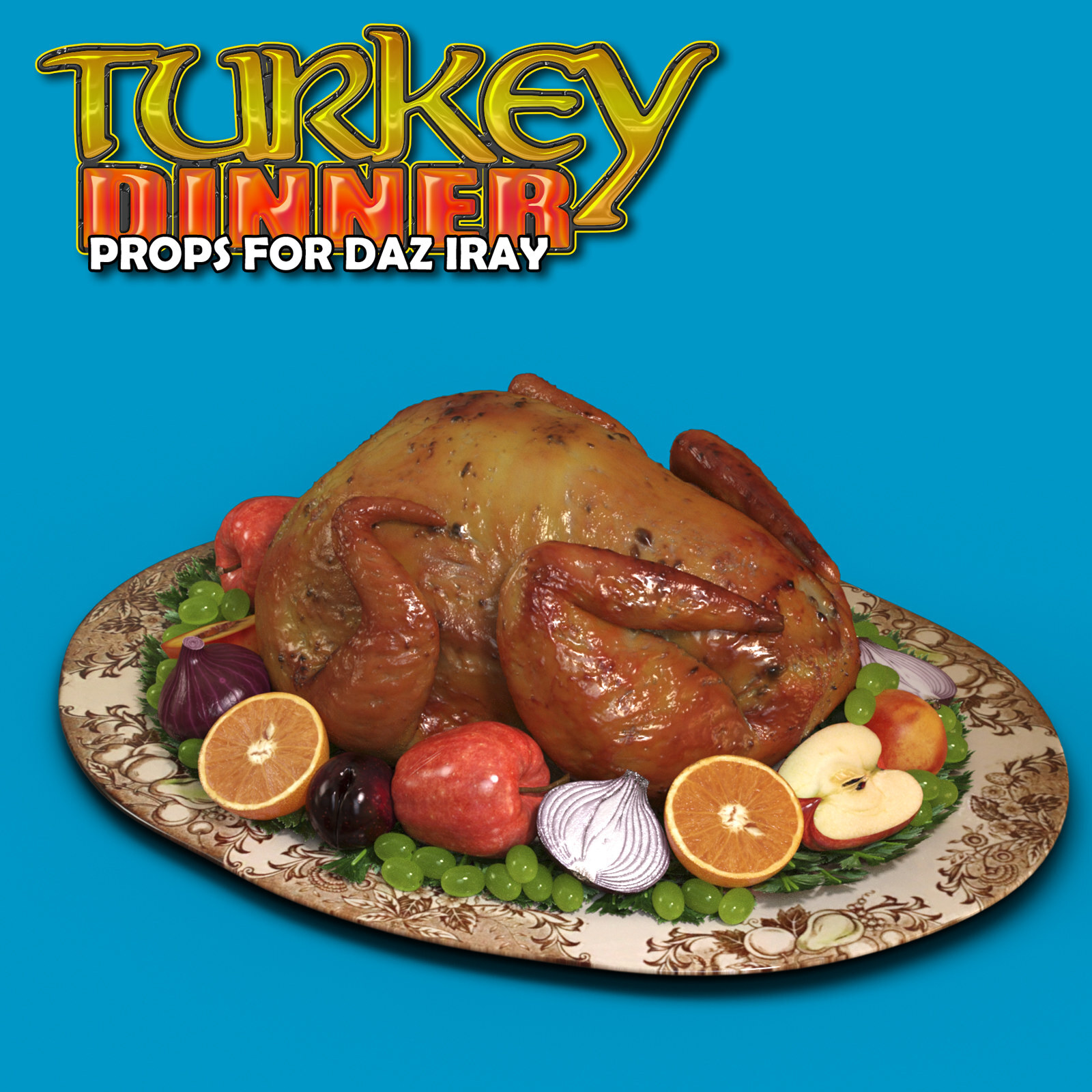 Exnem Turkey Dinner Props for Daz Studio Iray by N/A