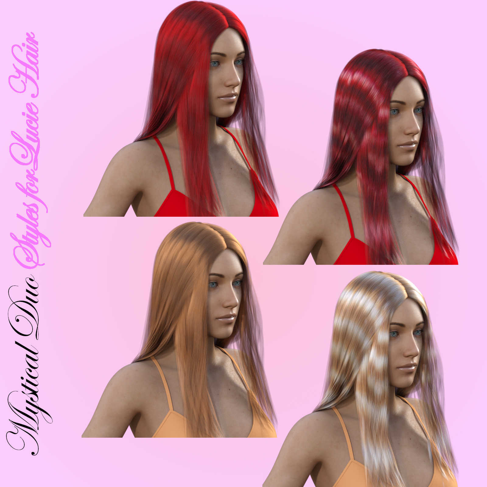 MYSTICAL DUO Hair Color Styles for Lucie Hair G8F in Daz Studio by N/A