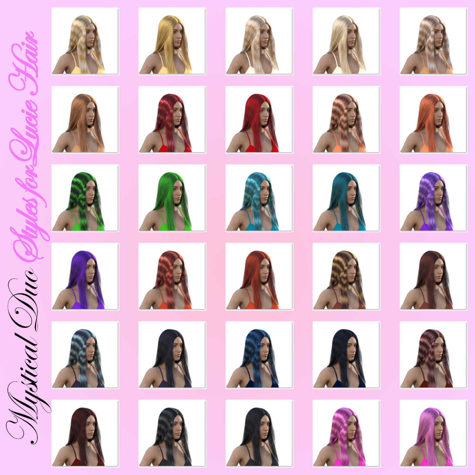 MYSTICAL DUO Hair Color Styles for Lucie Hair G8F in Daz Studio by N/A