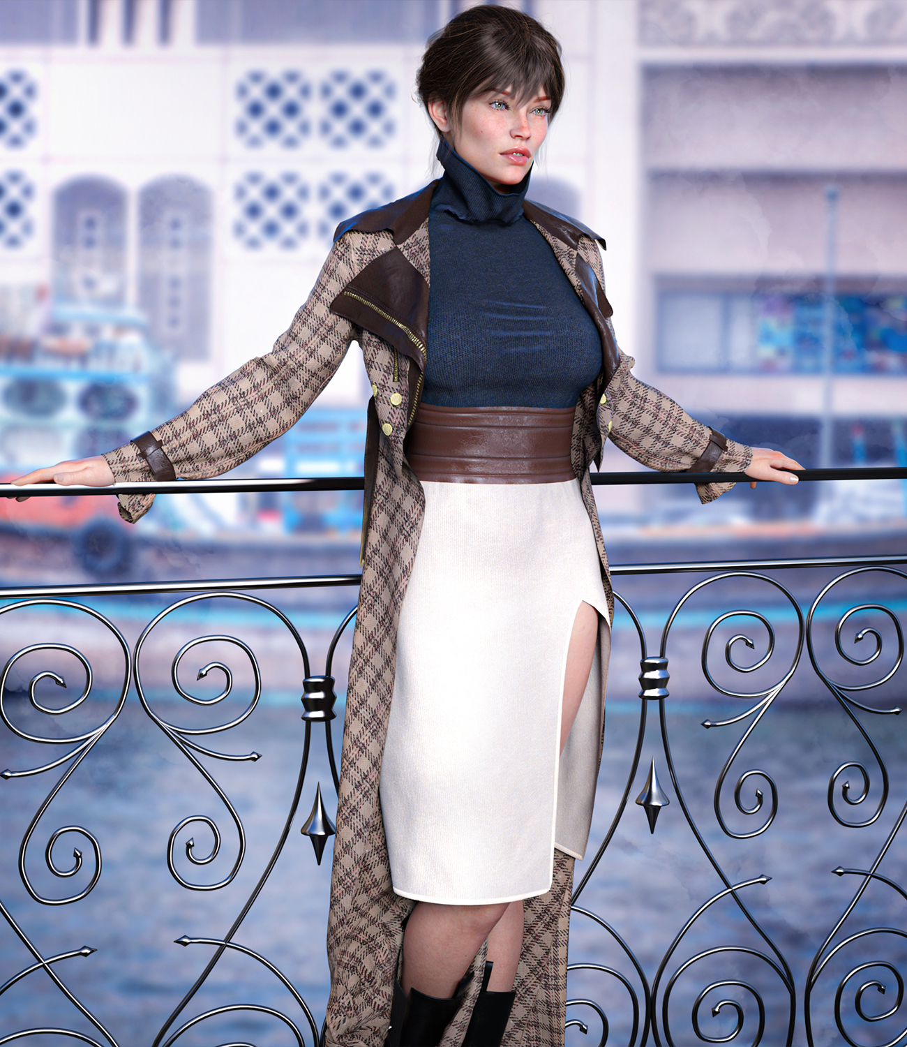 Trench Coat dforce outfit for Genesis 8 & 8.1 Females by N/A