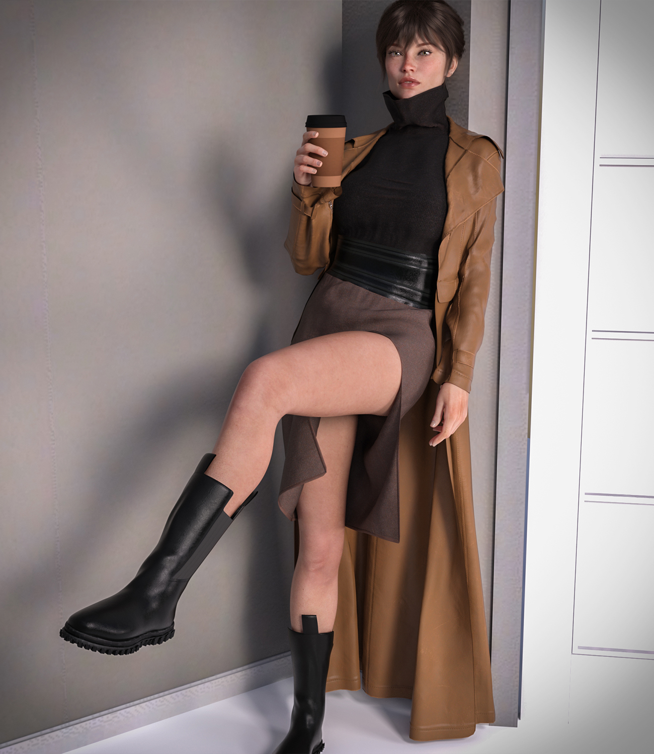 Trench Coat dforce outfit for Genesis 8 & 8.1 Females by N/A
