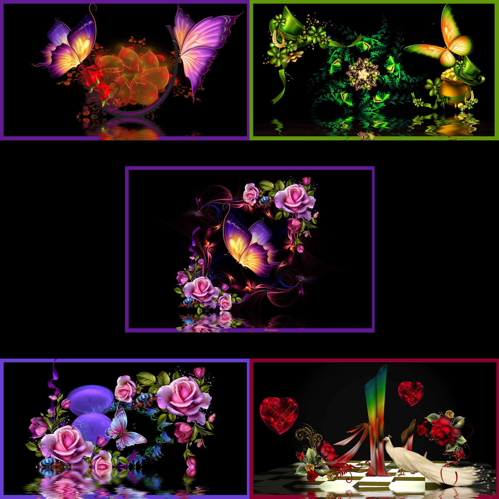 Roses and Butterflies by N/A