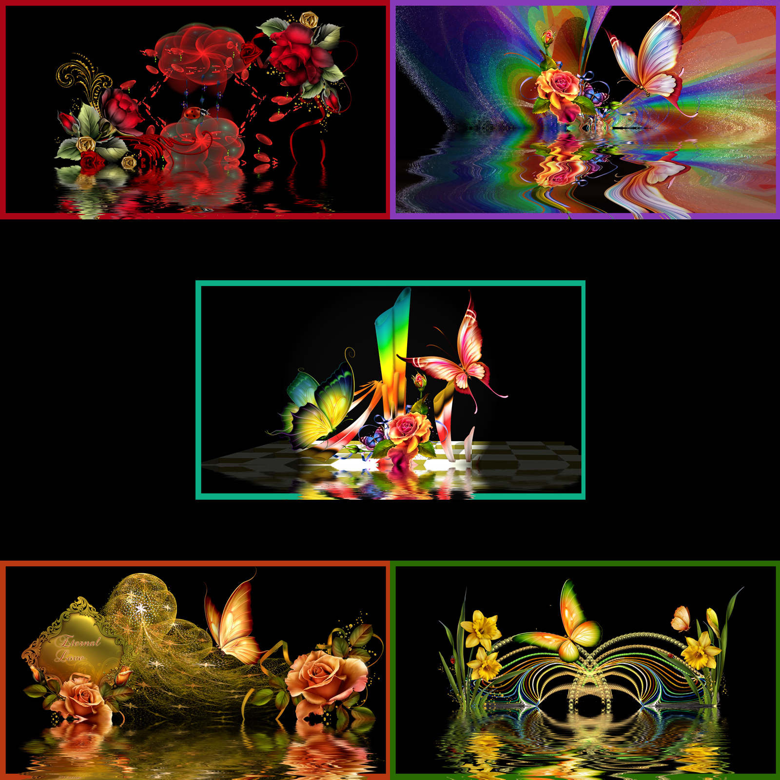 Roses and Butterflies by N/A