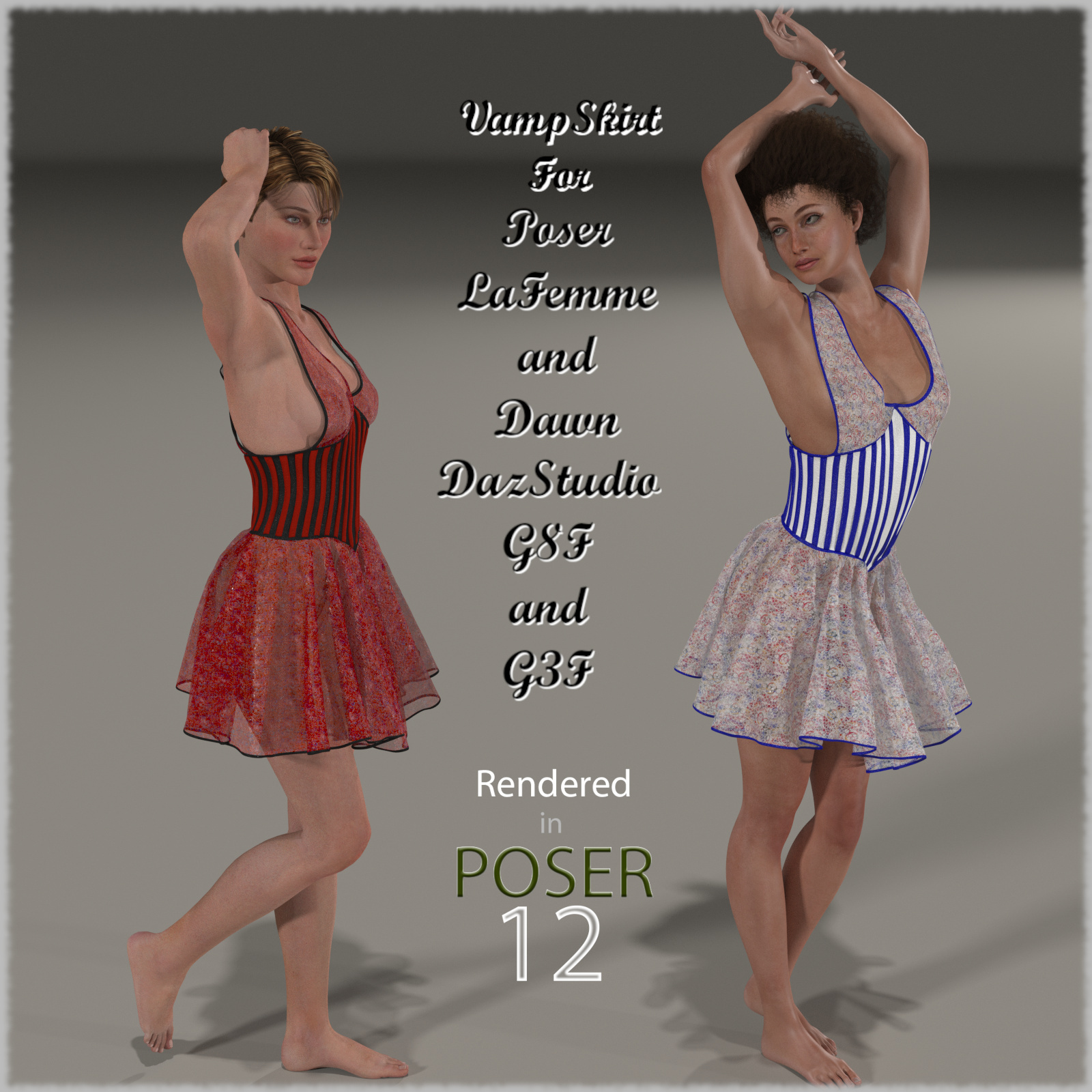 VampSkirt dynamic and d-Force cloth for Poser and DazStudio by N/A