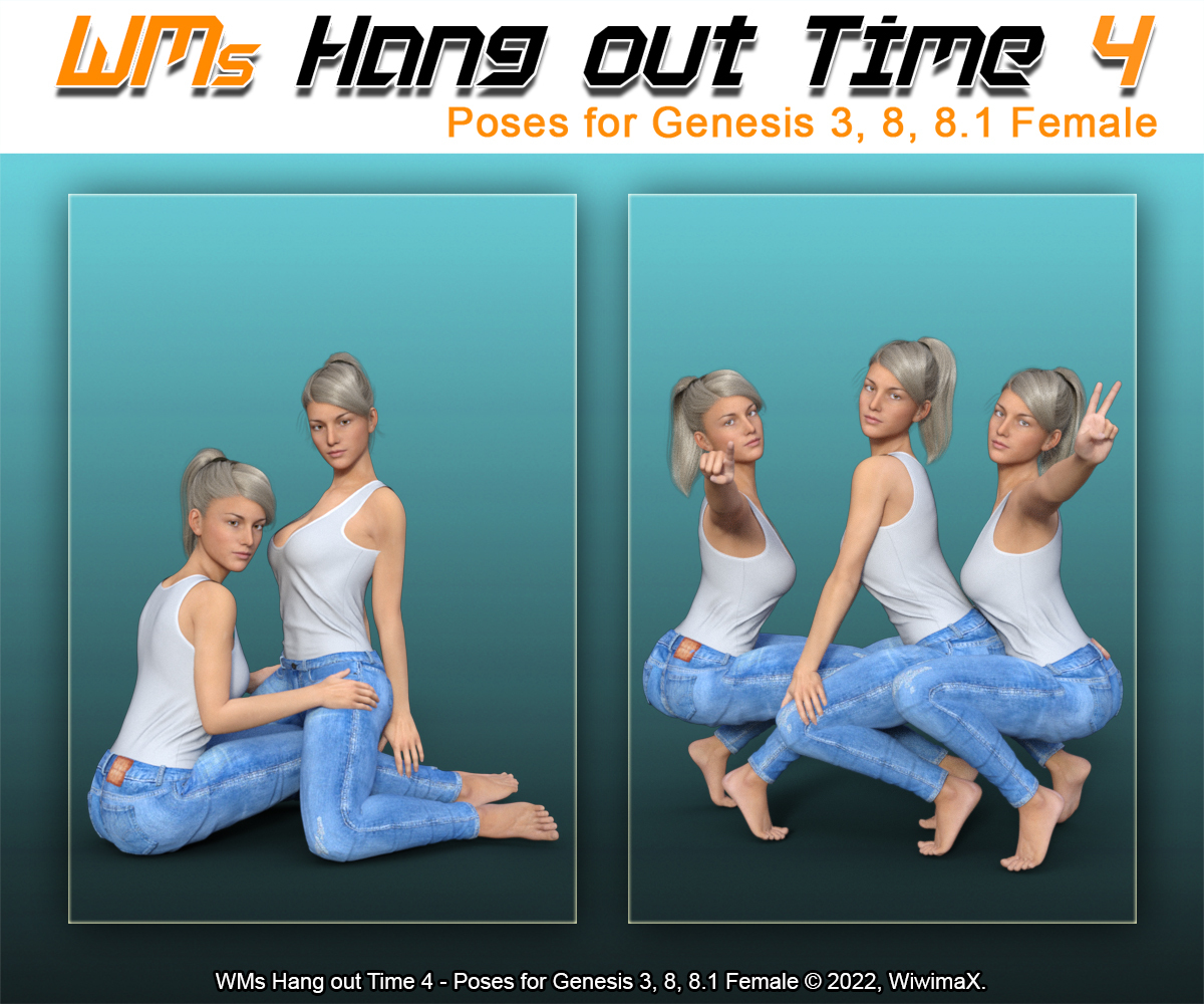 WMs Hang out Time 4 - Poses for Genesis 3, 8, 8.1 Female by N/A