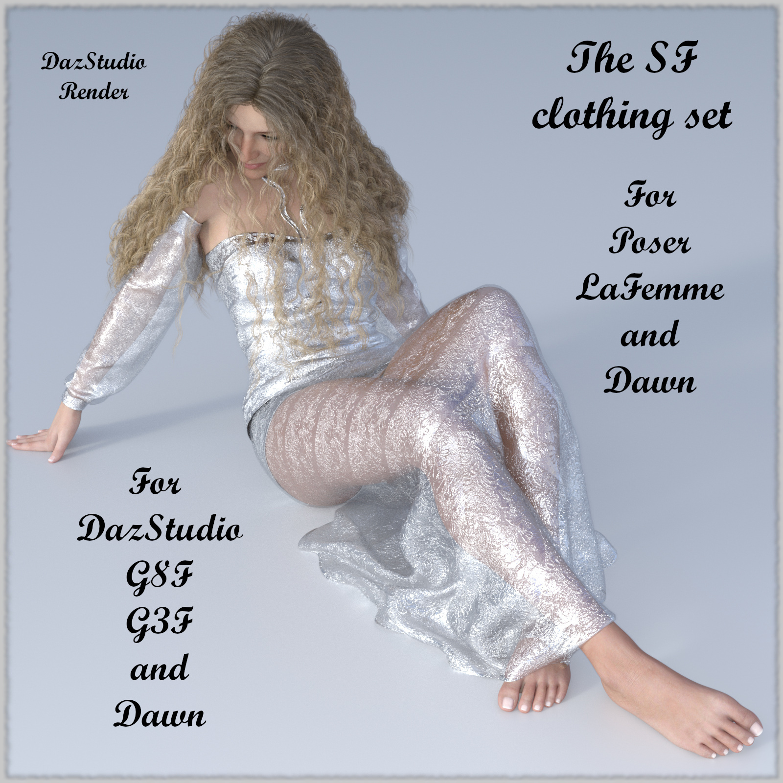 The SF Cloth set Poser Dynamic - La Femme and Dawn  dForce for G8F G3 by N/A