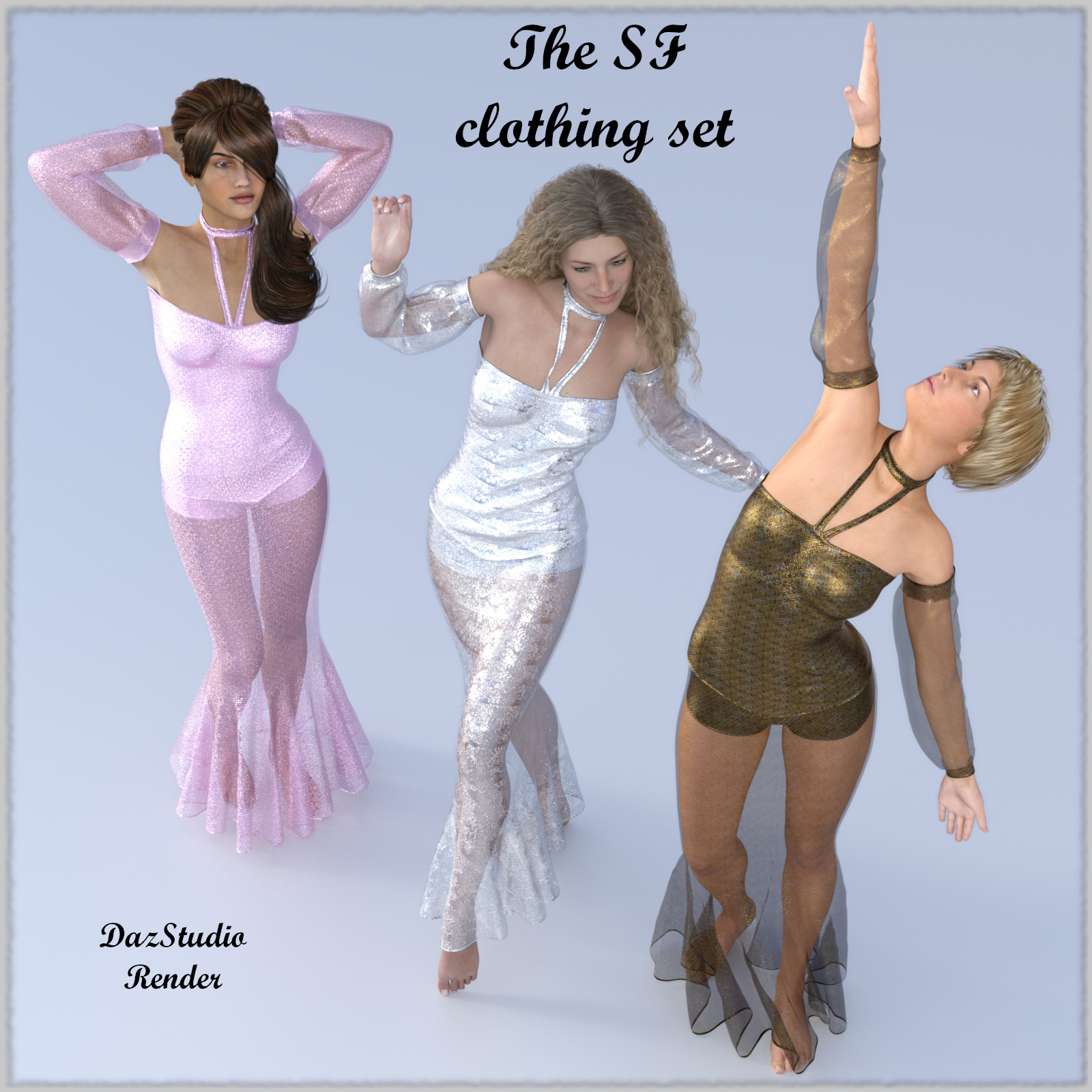 The SF Cloth set Poser Dynamic - La Femme and Dawn  dForce for G8F G3 by N/A