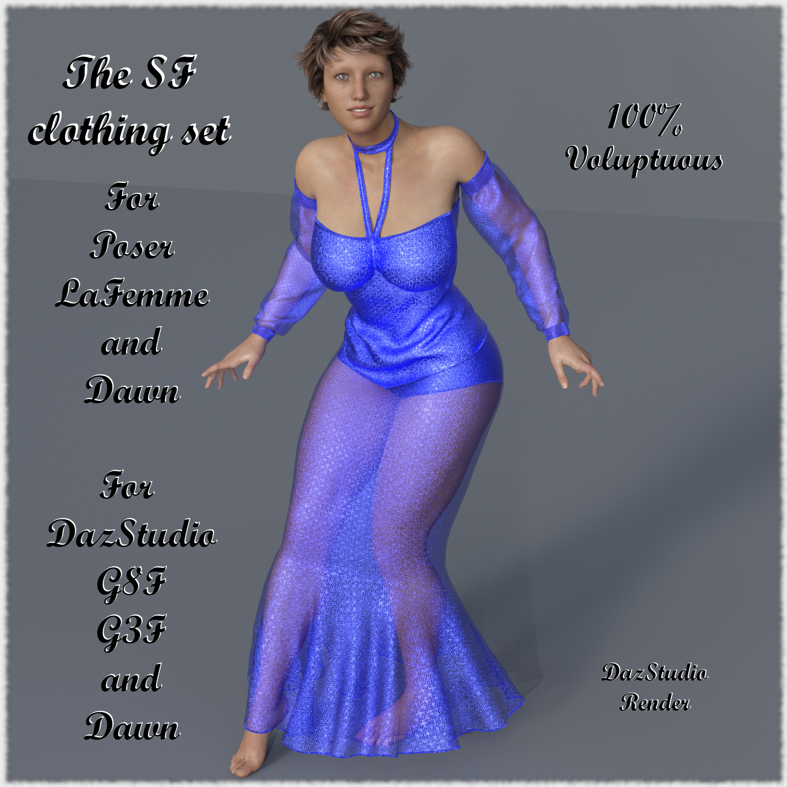 The SF Cloth set Poser Dynamic - La Femme and Dawn  dForce for G8F G3 by N/A