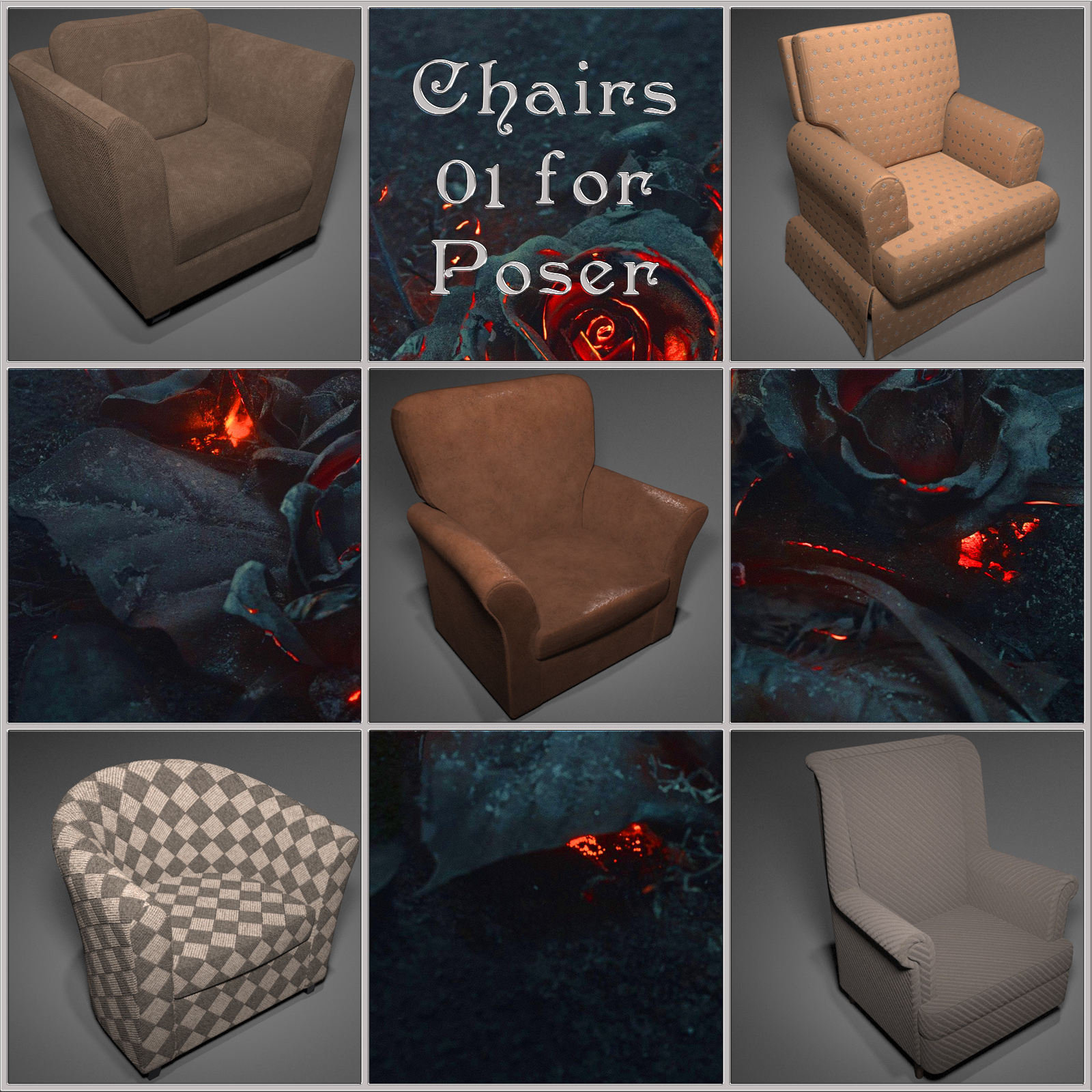 All Props Chairs 01 For Poser by N/A