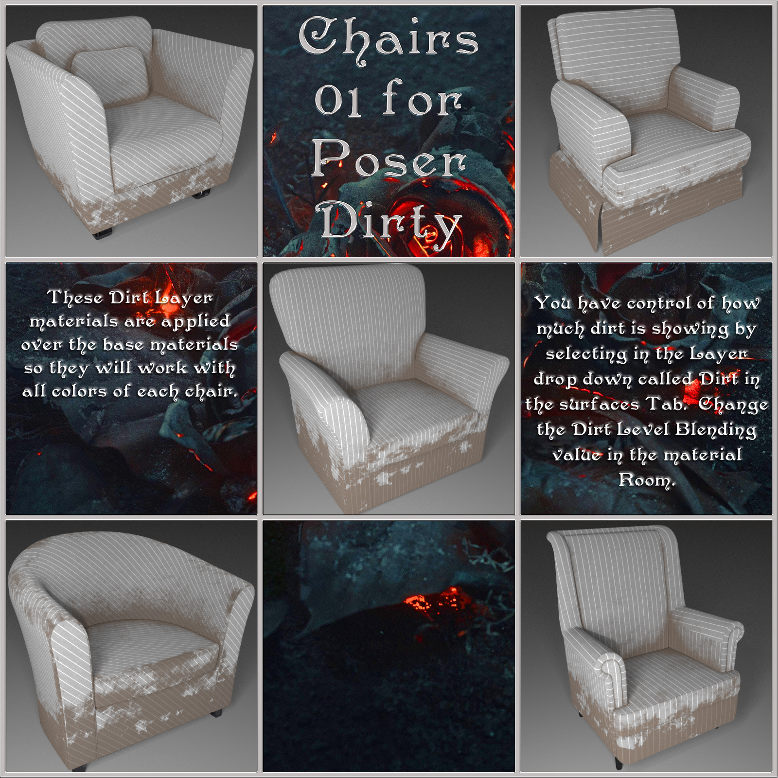 All Props Chairs 01 For Poser by N/A