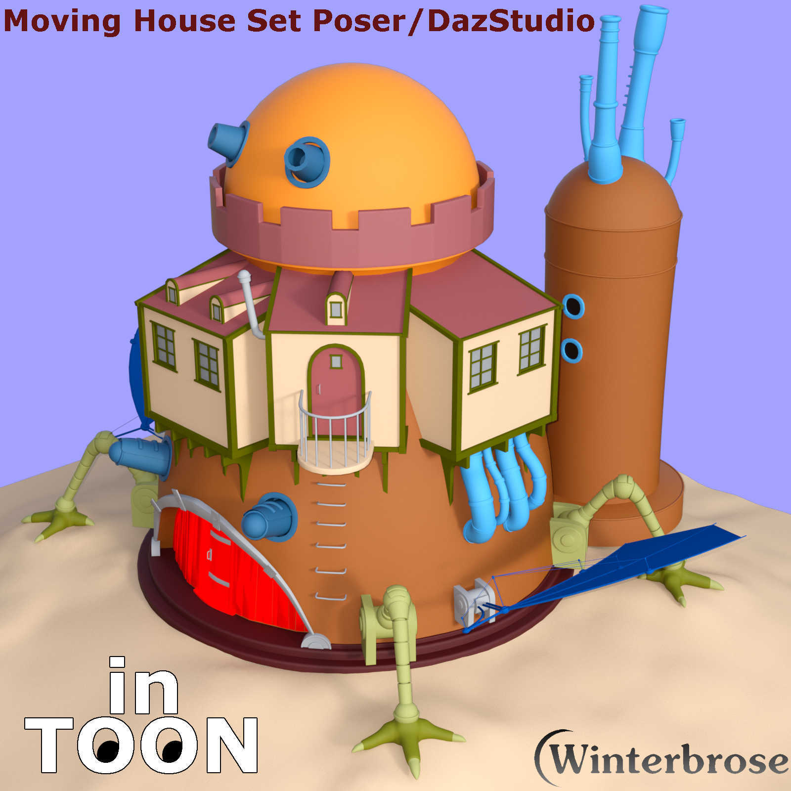 in-TOON Cartoon Style Materials for Moving House set in Poser and Daz Studio by N/A