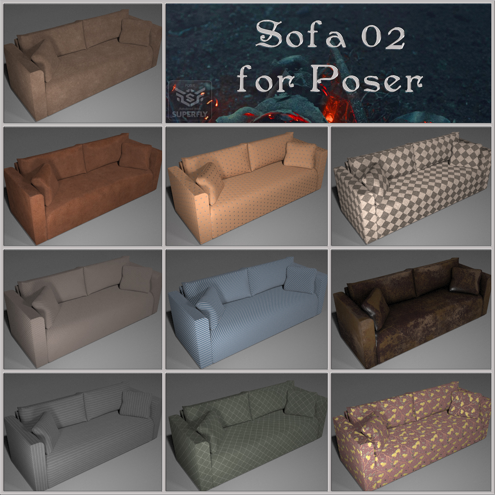 All Props Sofas 01 For Poser by N/A