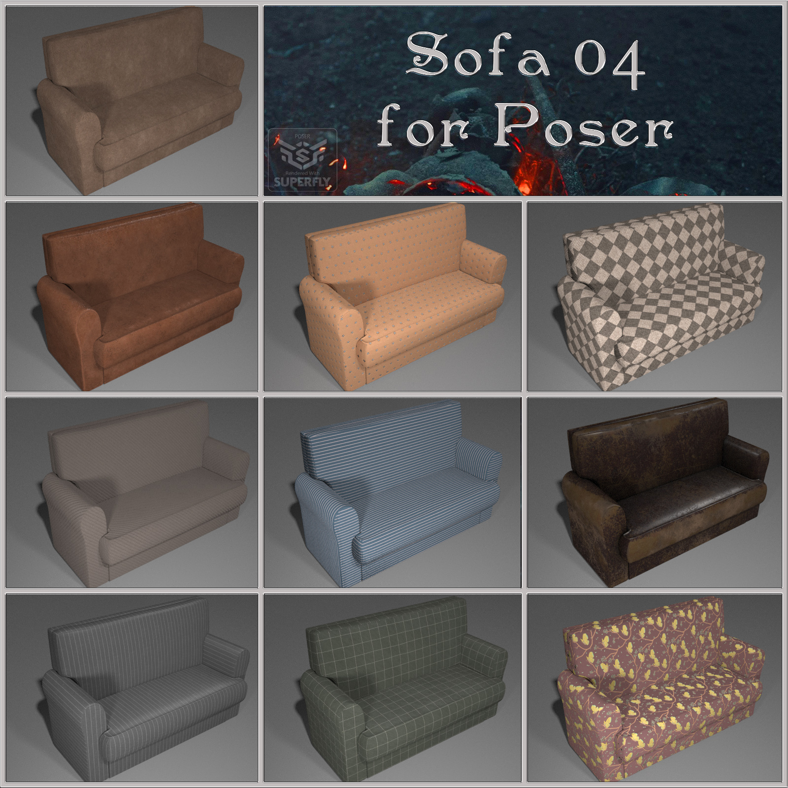 All Props Sofas 01 For Poser by N/A