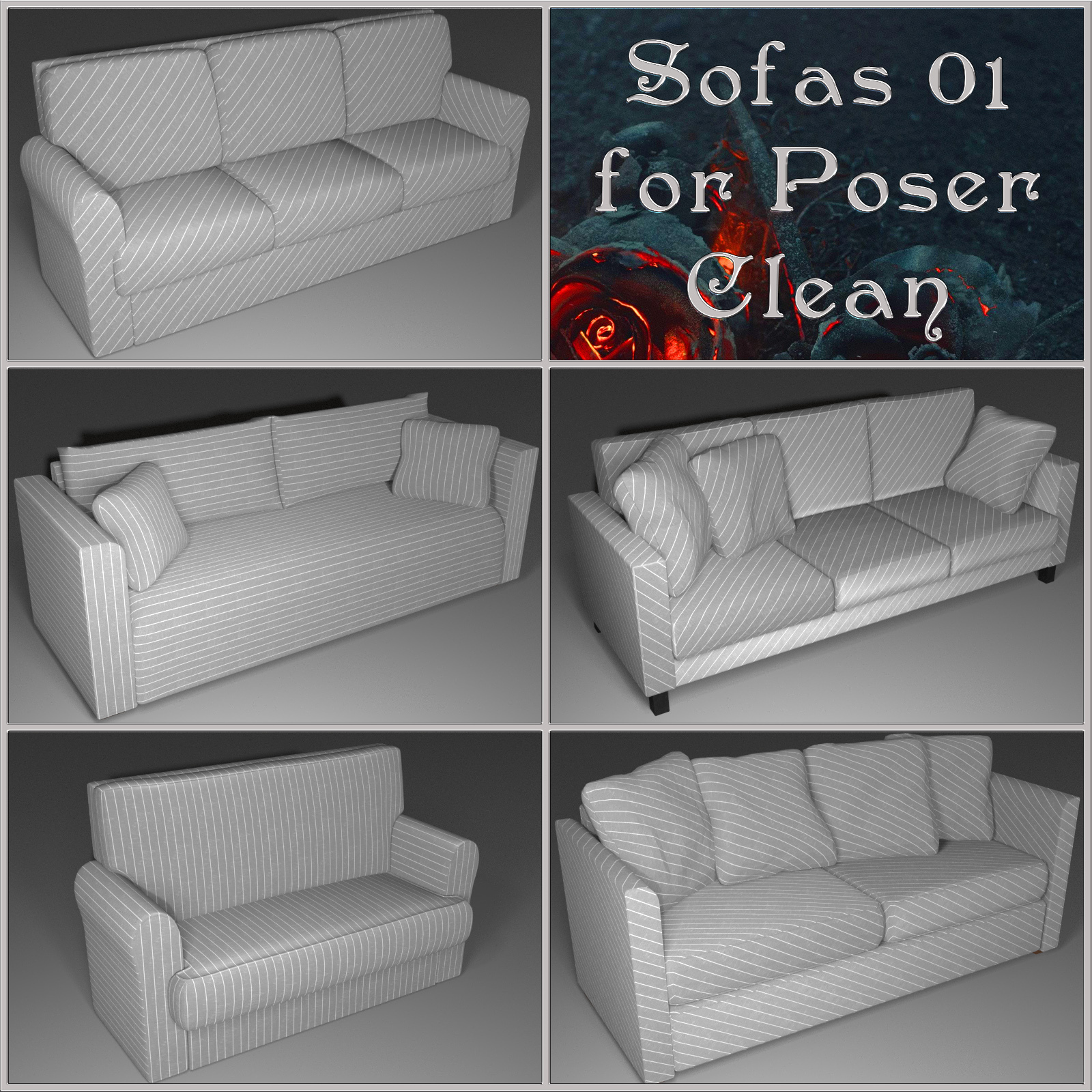 All Props Sofas 01 For Poser by N/A