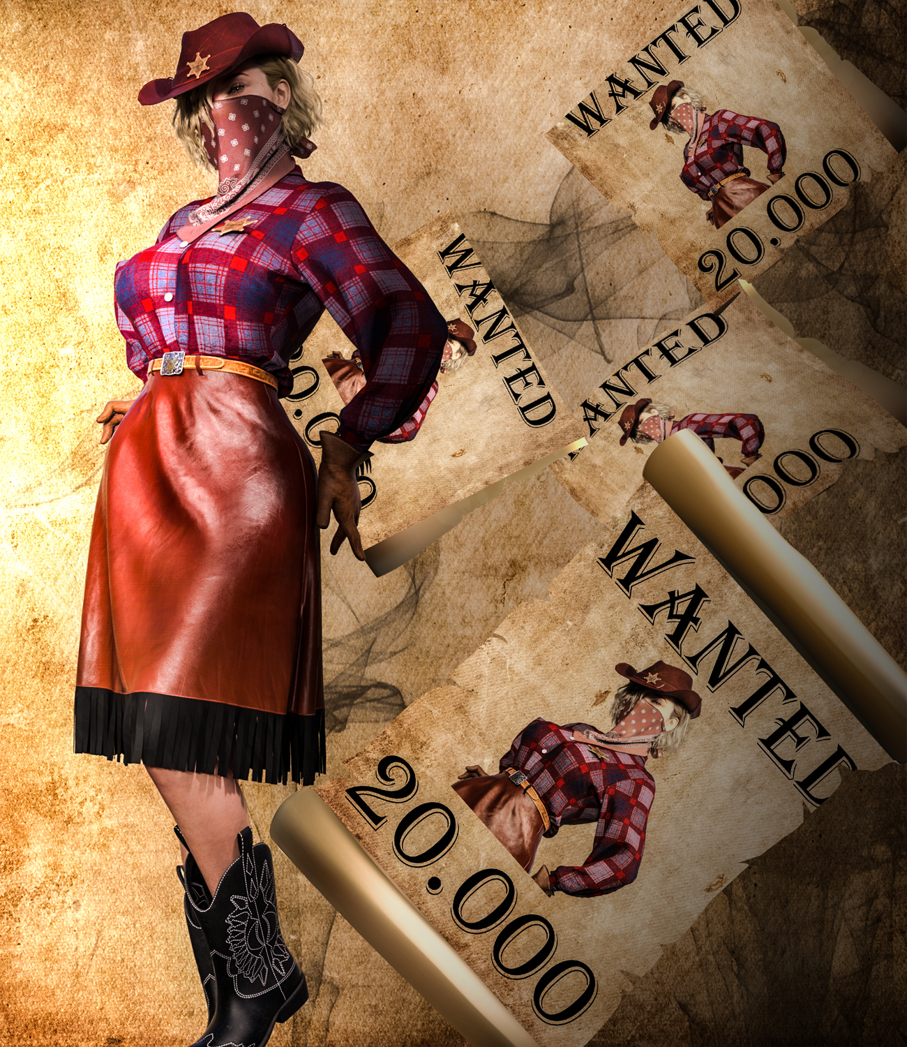 CowGirl dforce outfit for Genesis 8 & 8.1 Female(s) by N/A