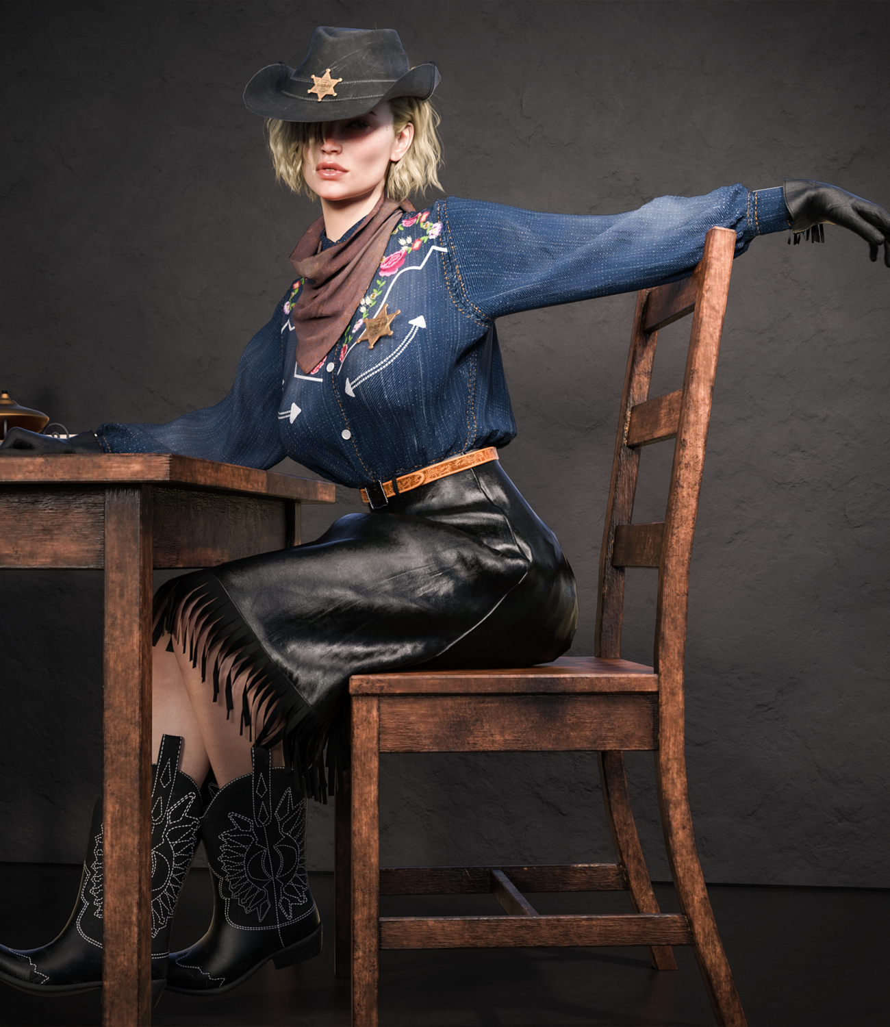 CowGirl dforce outfit for Genesis 8 & 8.1 Female(s) by N/A