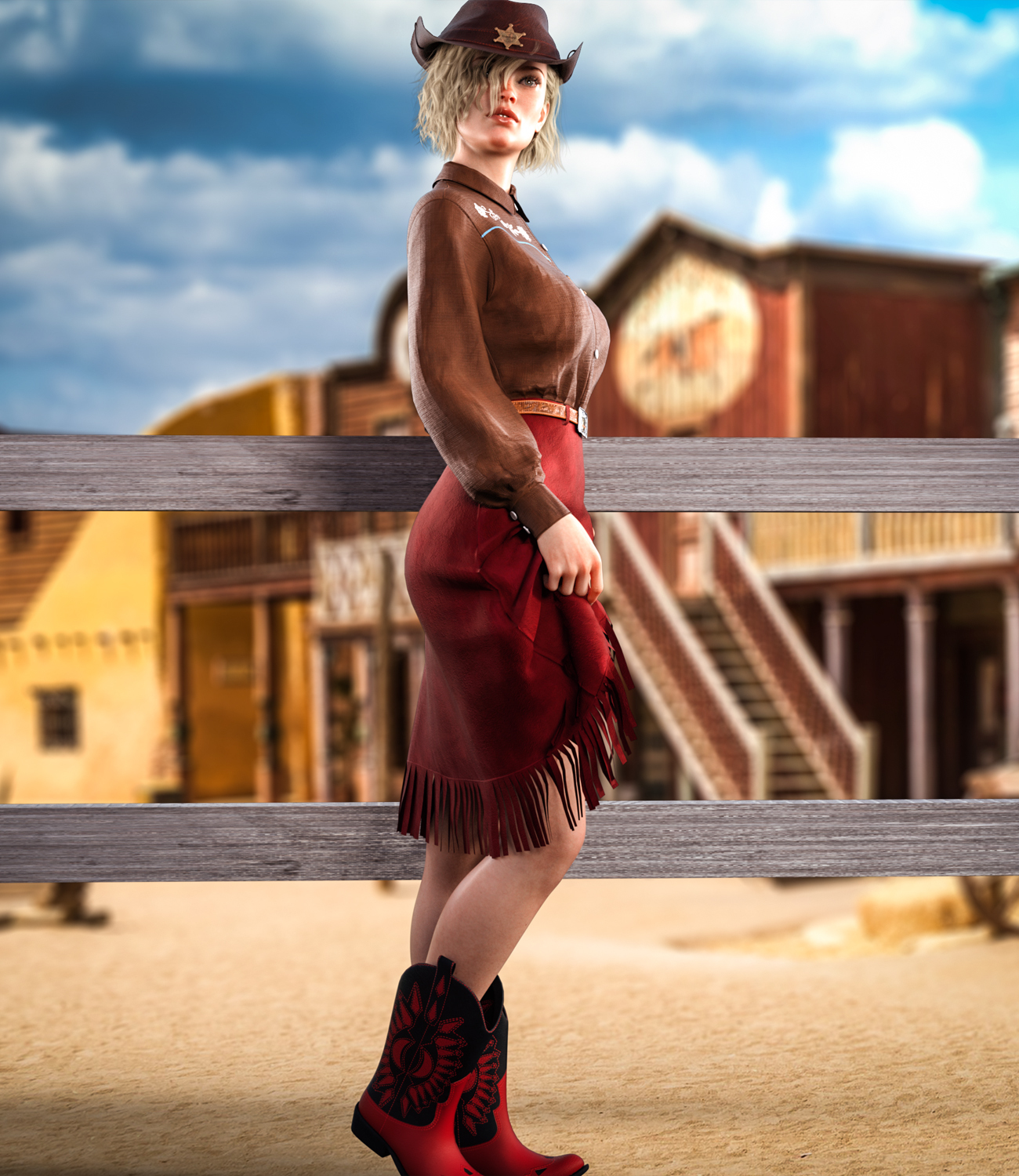 CowGirl dforce outfit for Genesis 8 & 8.1 Female(s) by N/A