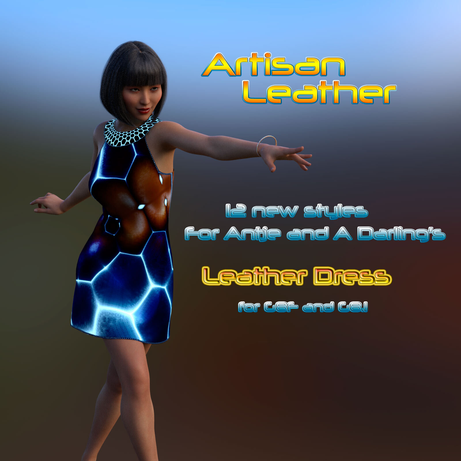 Artisan Leather Add-On for A97's Leather Dress for Genesis 8 and 8.1 Female by N/A