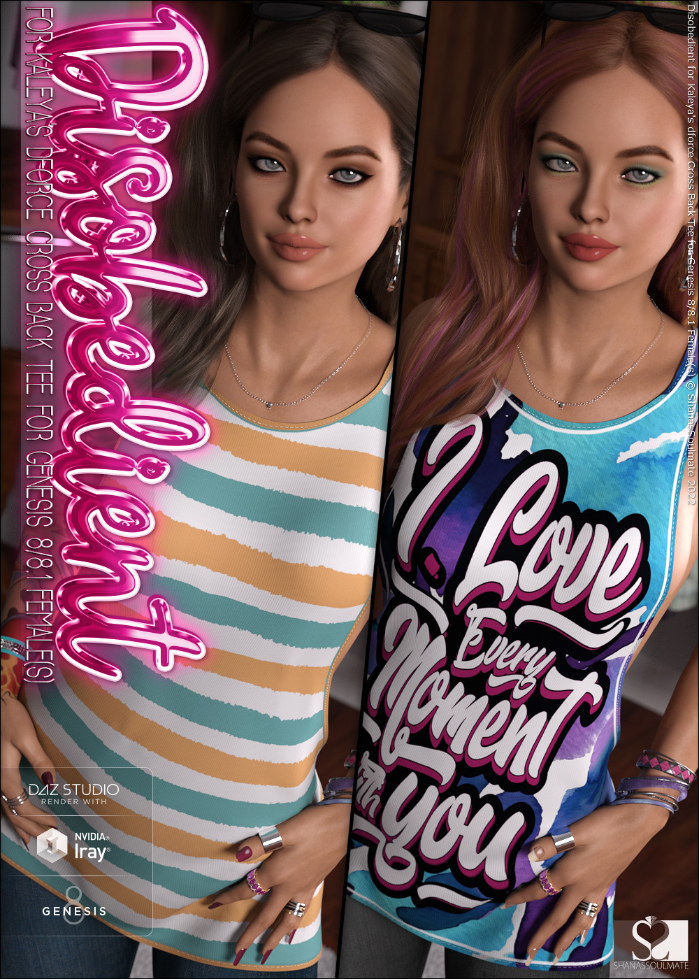 Disobedient for dForce Cross Back Tee for Genesis 8 and 8.1 Females by N/A