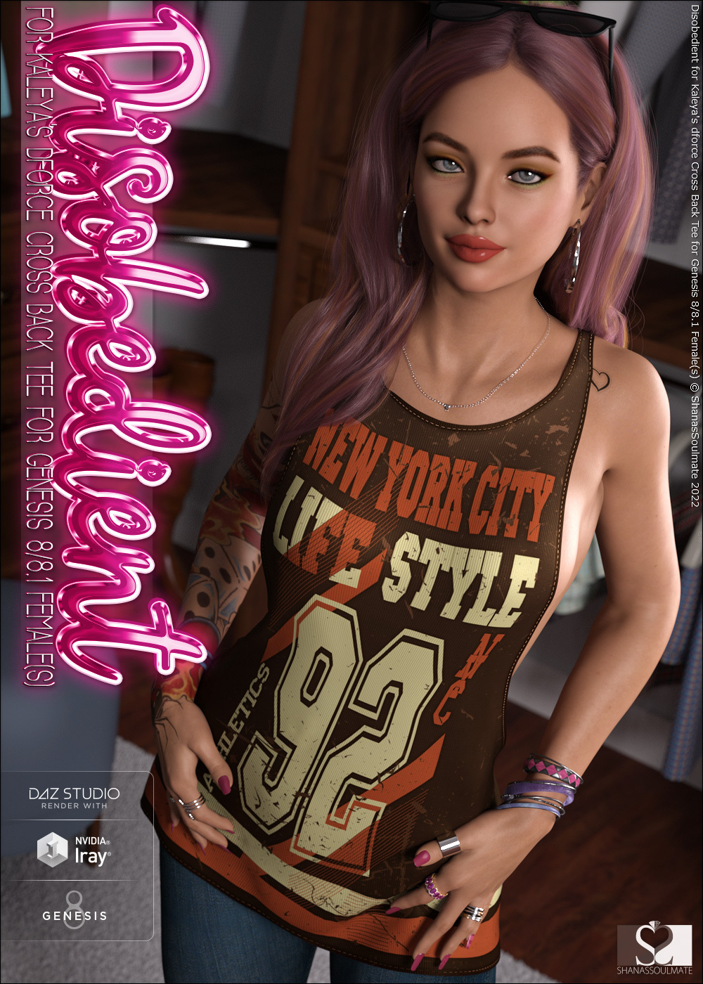 Disobedient for dForce Cross Back Tee for Genesis 8 and 8.1 Females by N/A
