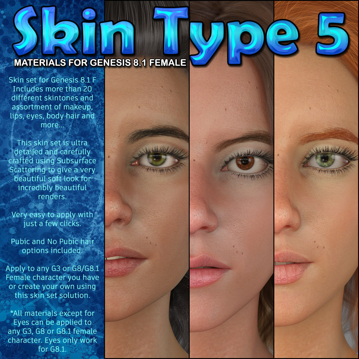 Exnem Skin Type 5 for Genesis 8.1 Female by N/A