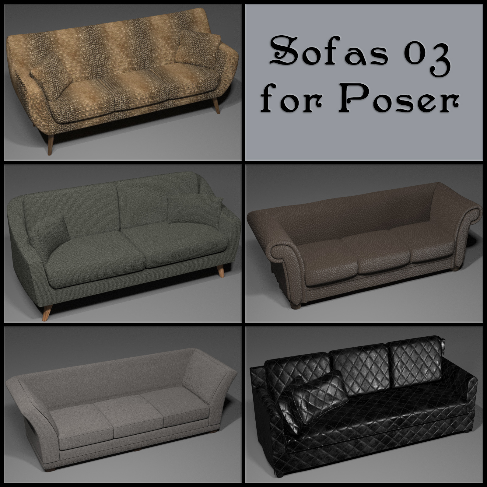 All Props Sofas 03 For Poser by N/A