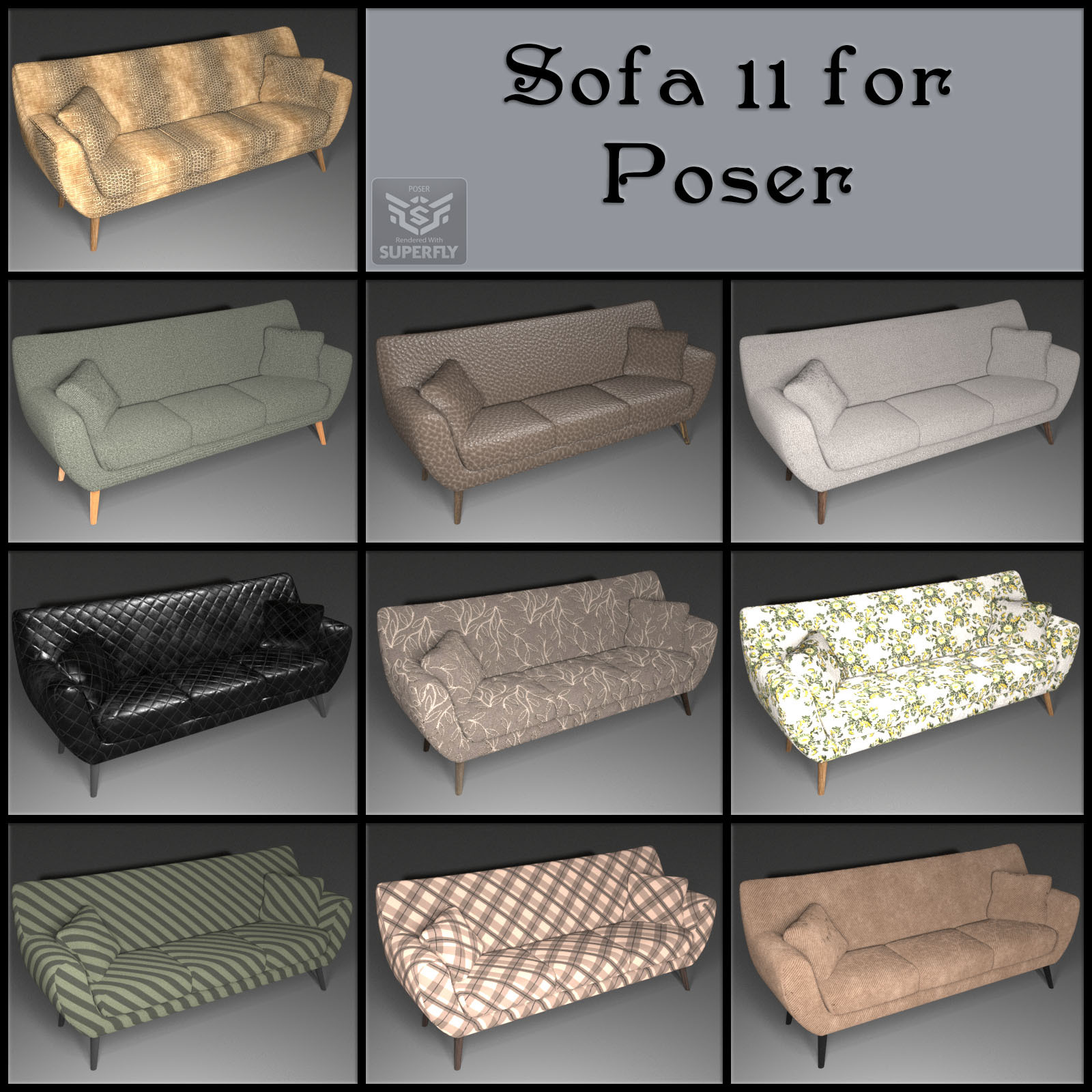 All Props Sofas 03 For Poser by N/A