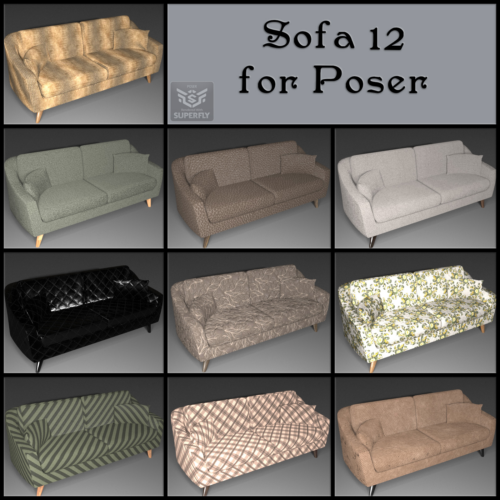 All Props Sofas 03 For Poser by N/A