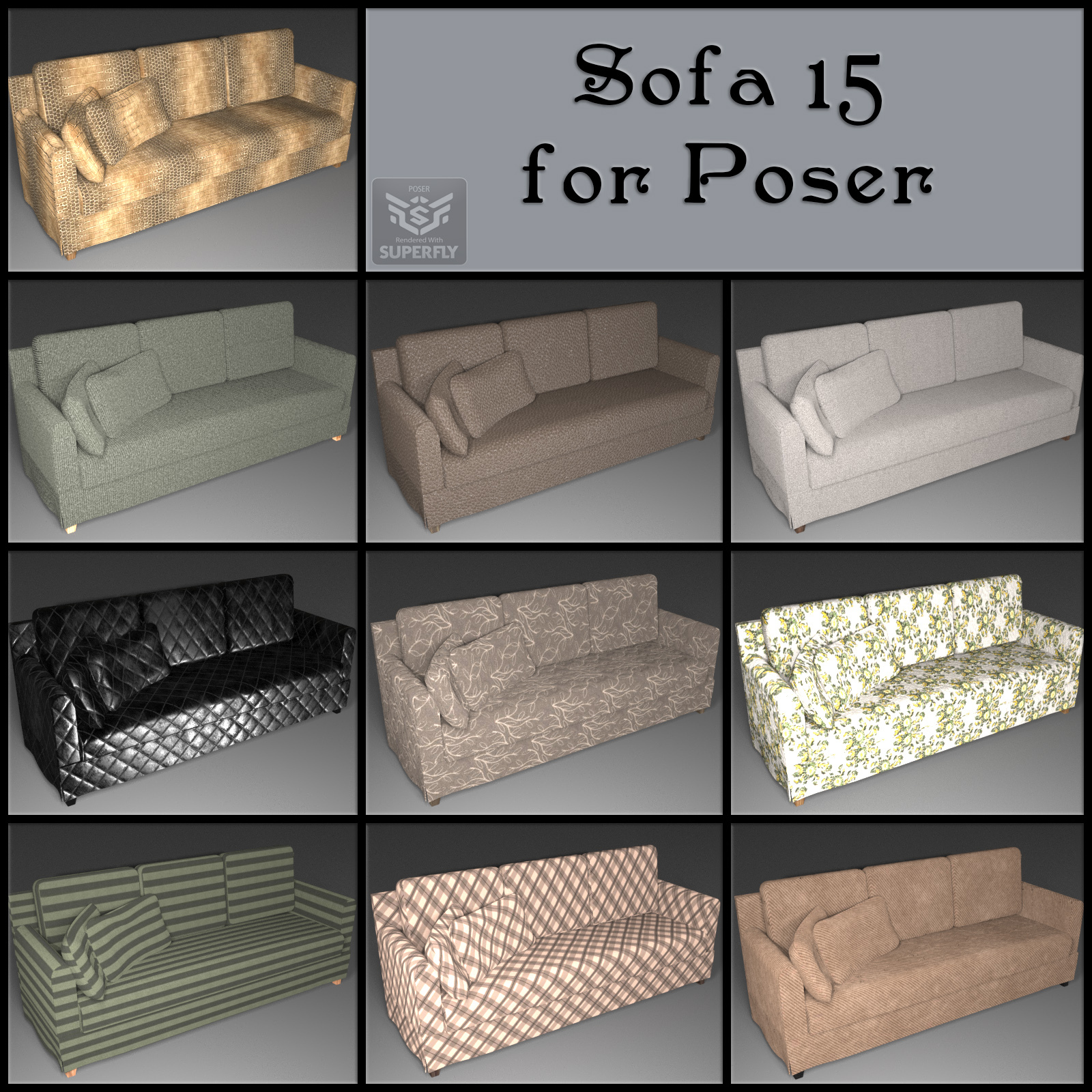 All Props Sofas 03 For Poser by N/A