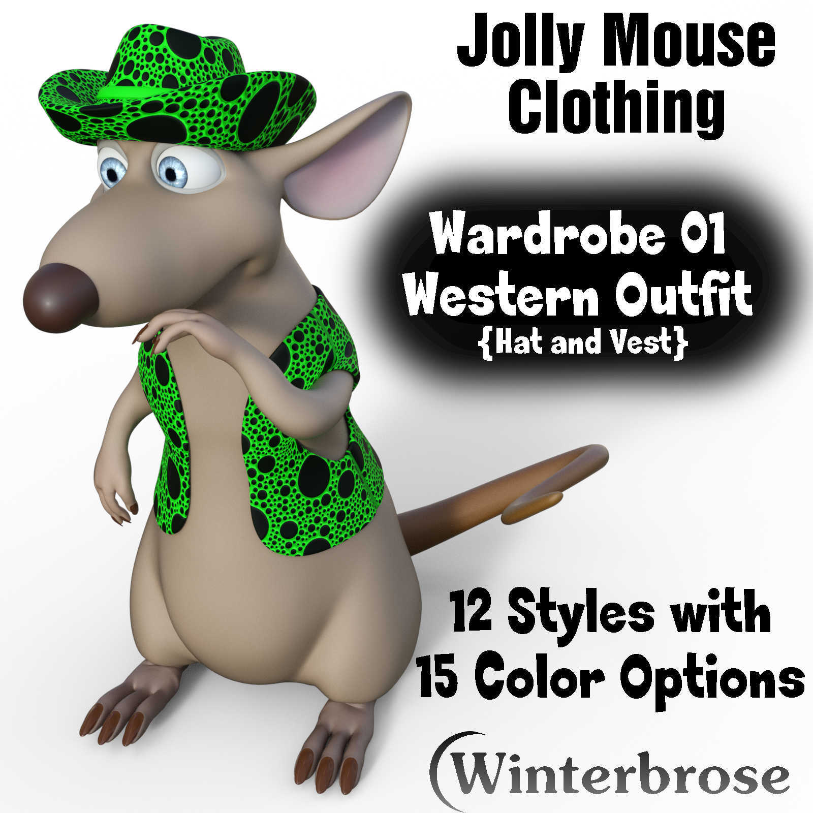 Jolly Mouse Clothing Wardrobe 01 for Western Outfit in Daz Studio by N/A
