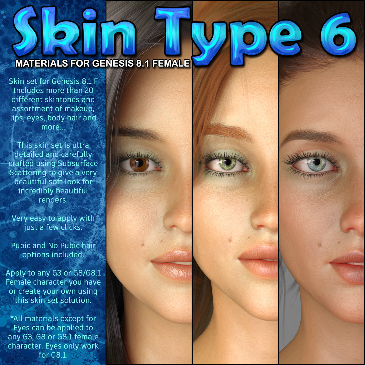 Exnem Skin Type 6 for Genesis 8.1 Female by N/A