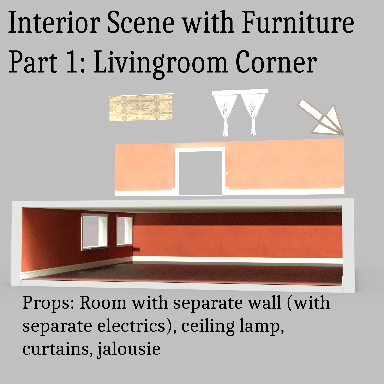 interior Scene with Furniture, Part 1: Building, Livingroom Corner by N/A