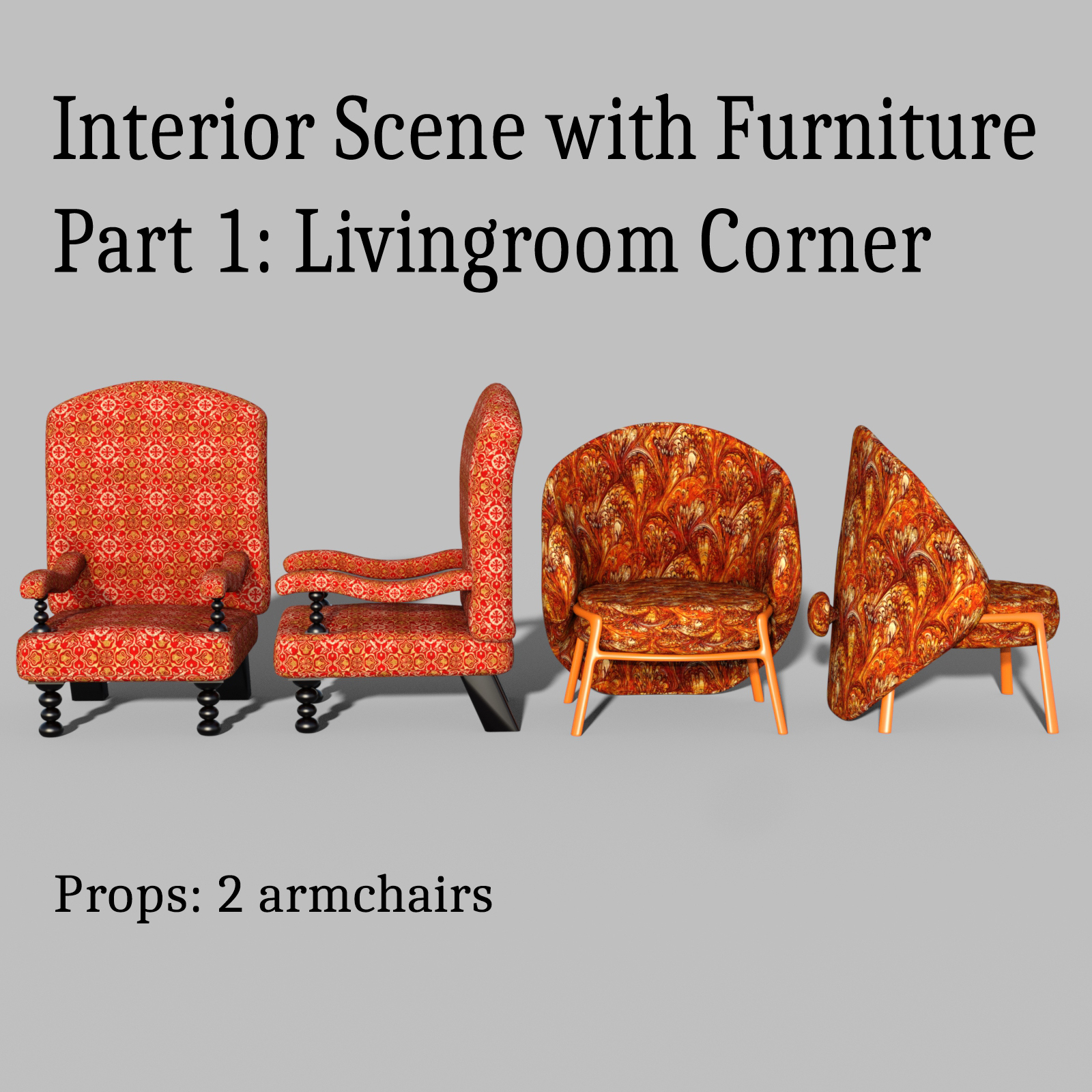 interior Scene with Furniture, Part 1: Building, Livingroom Corner by N/A