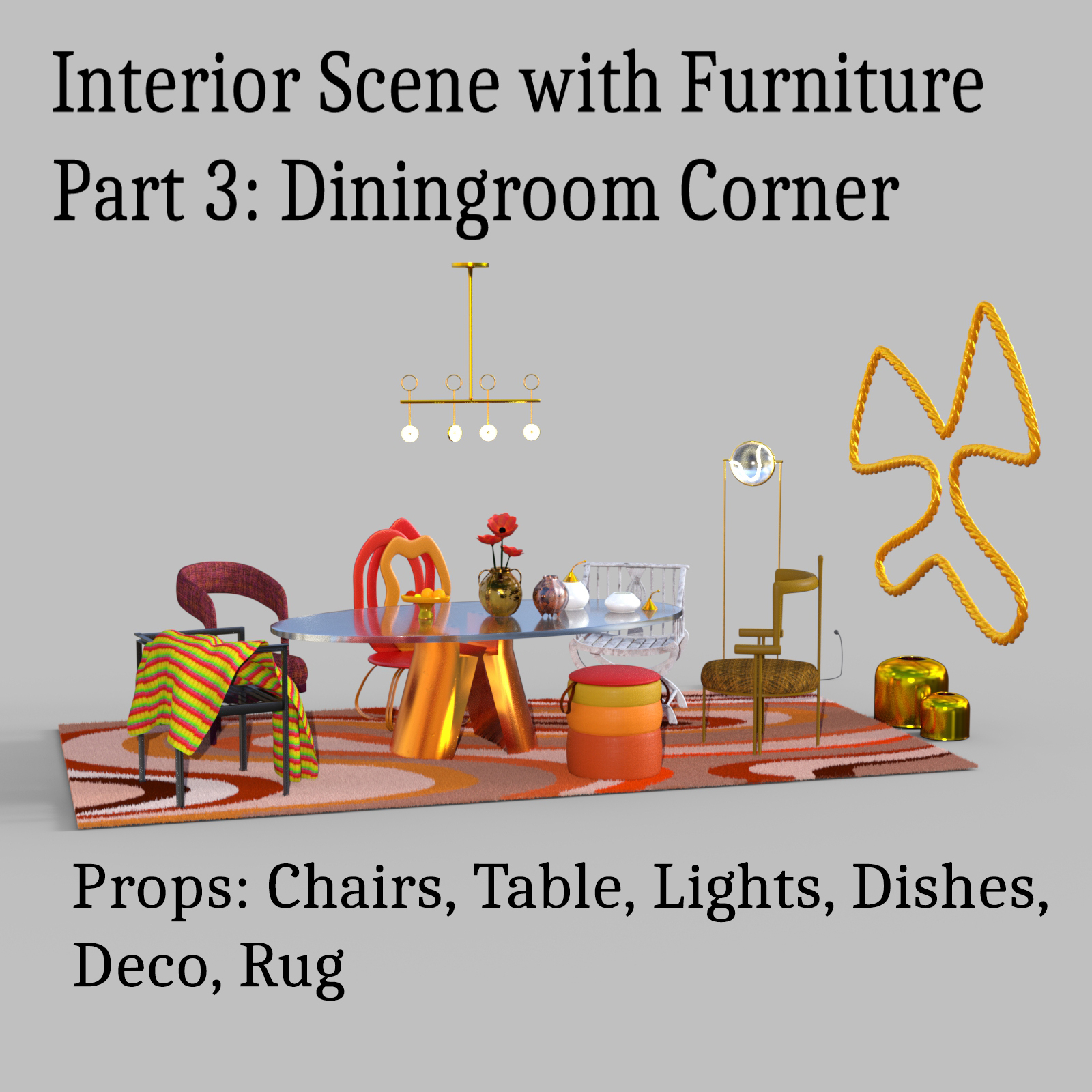 Interior with furniture, Part 3: Dining Room Furniture by N/A