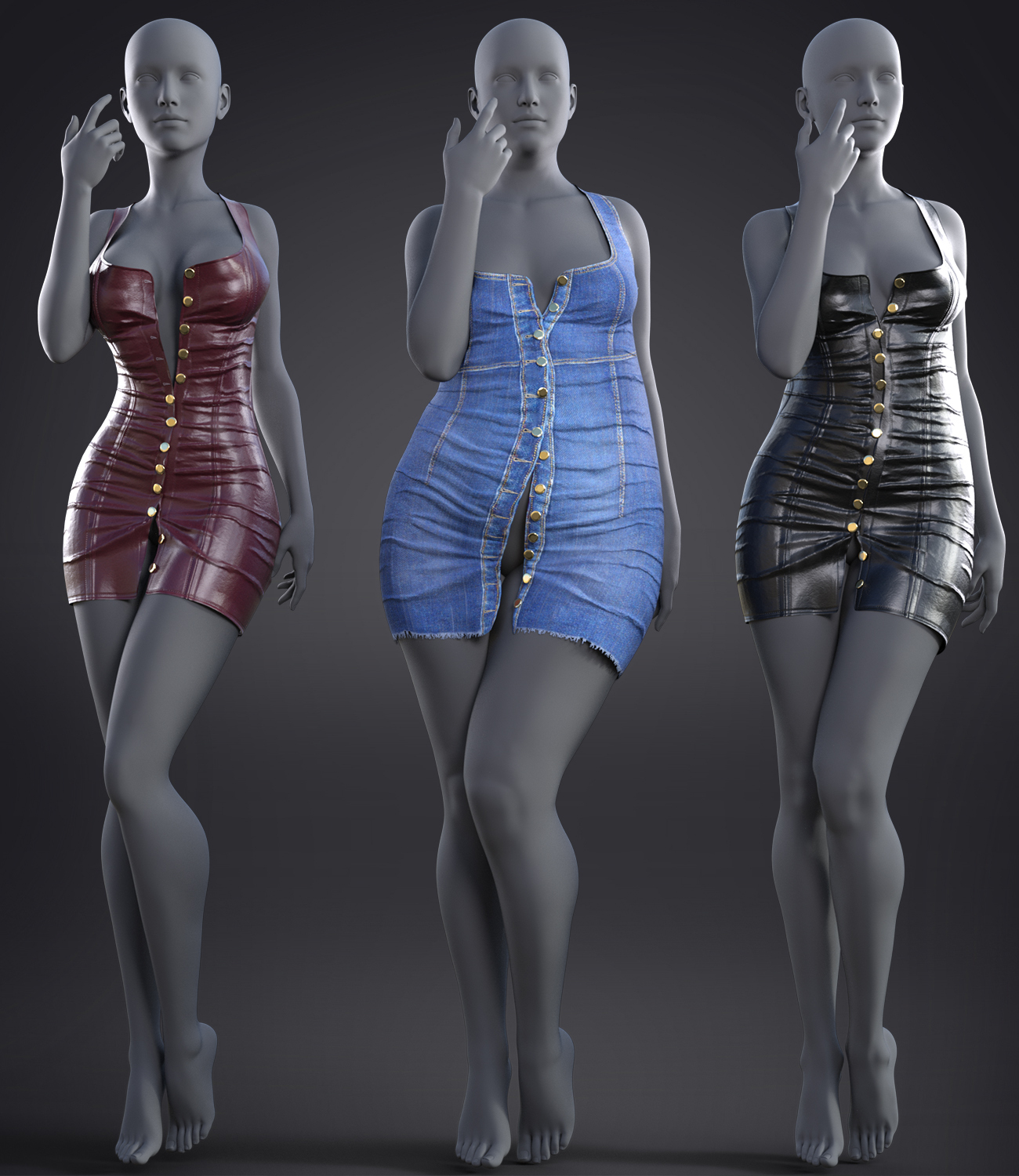 Sexy Skinny Dress Clothes dforce for Genesis 8 & 8.1 Female(s) by N/A