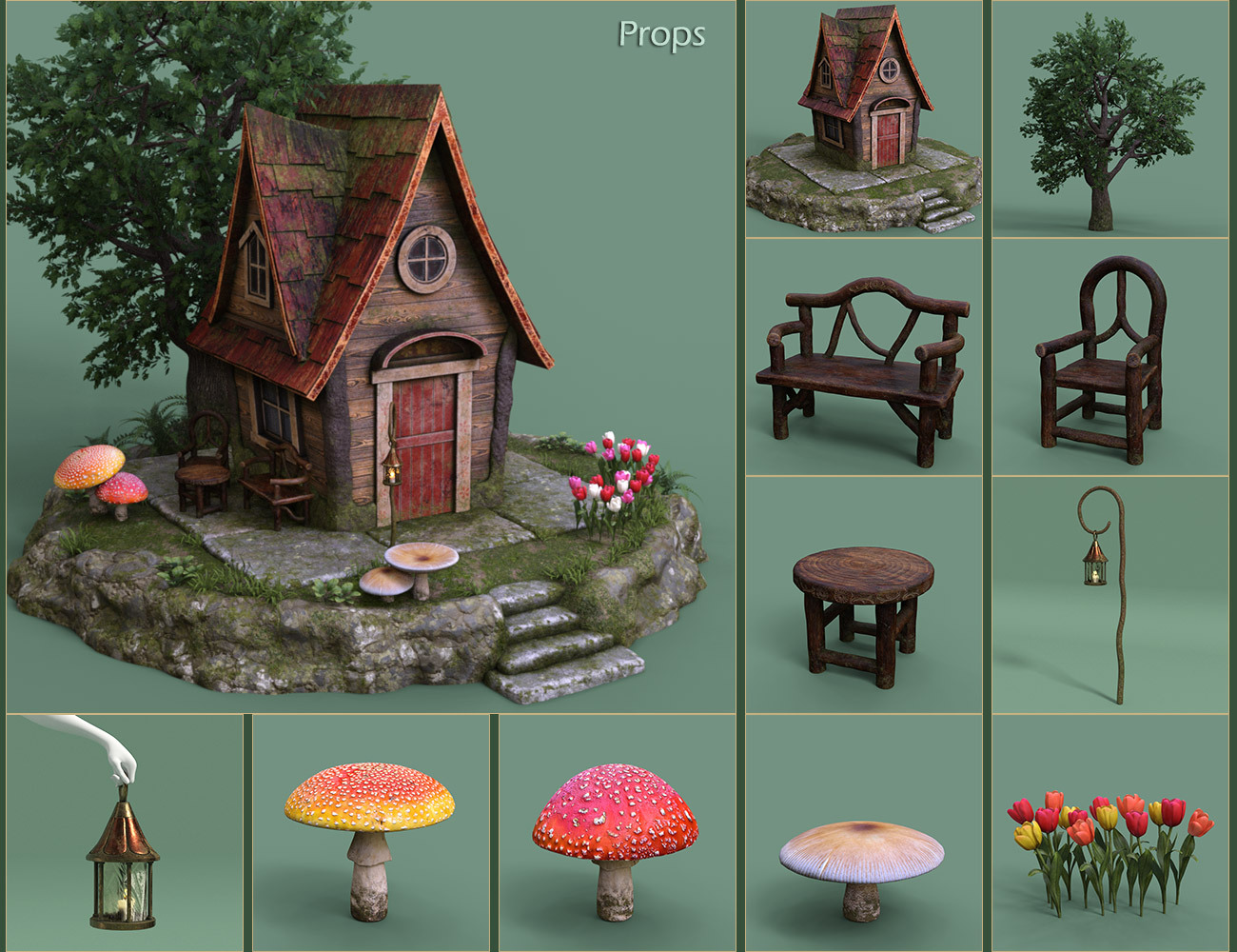 Enchanted Cottage for Poser by N/A