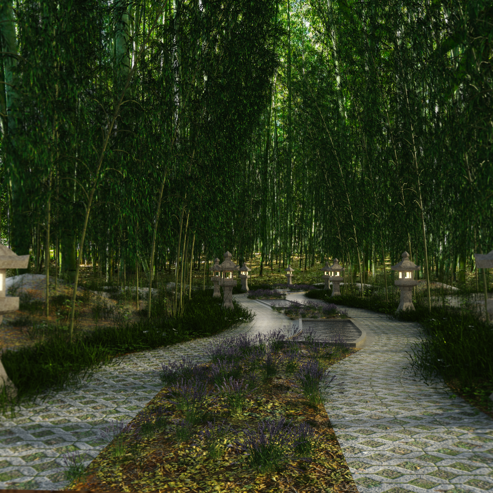 Japanese Bamboo Garden by N/A