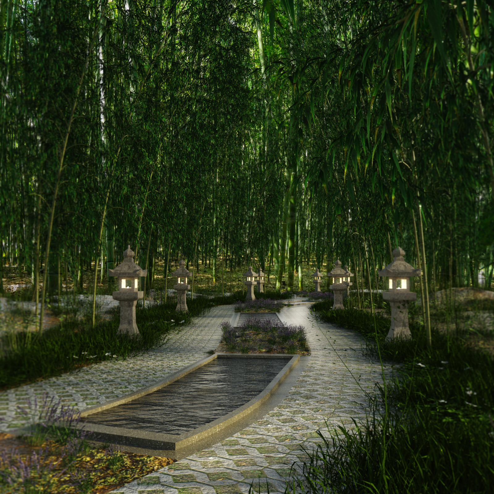 Japanese Bamboo Garden by N/A