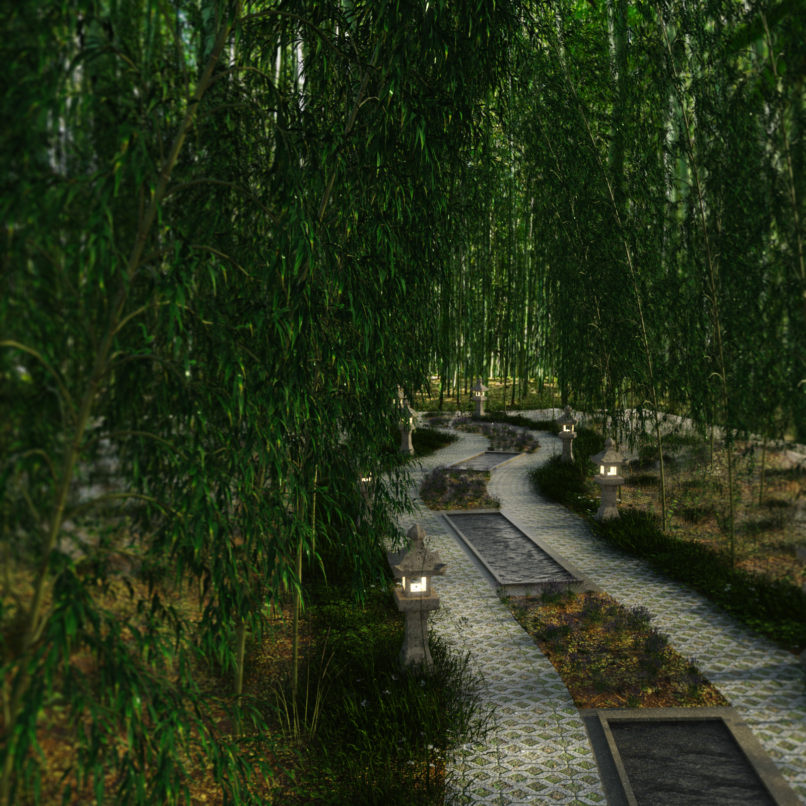 Japanese Bamboo Garden by N/A