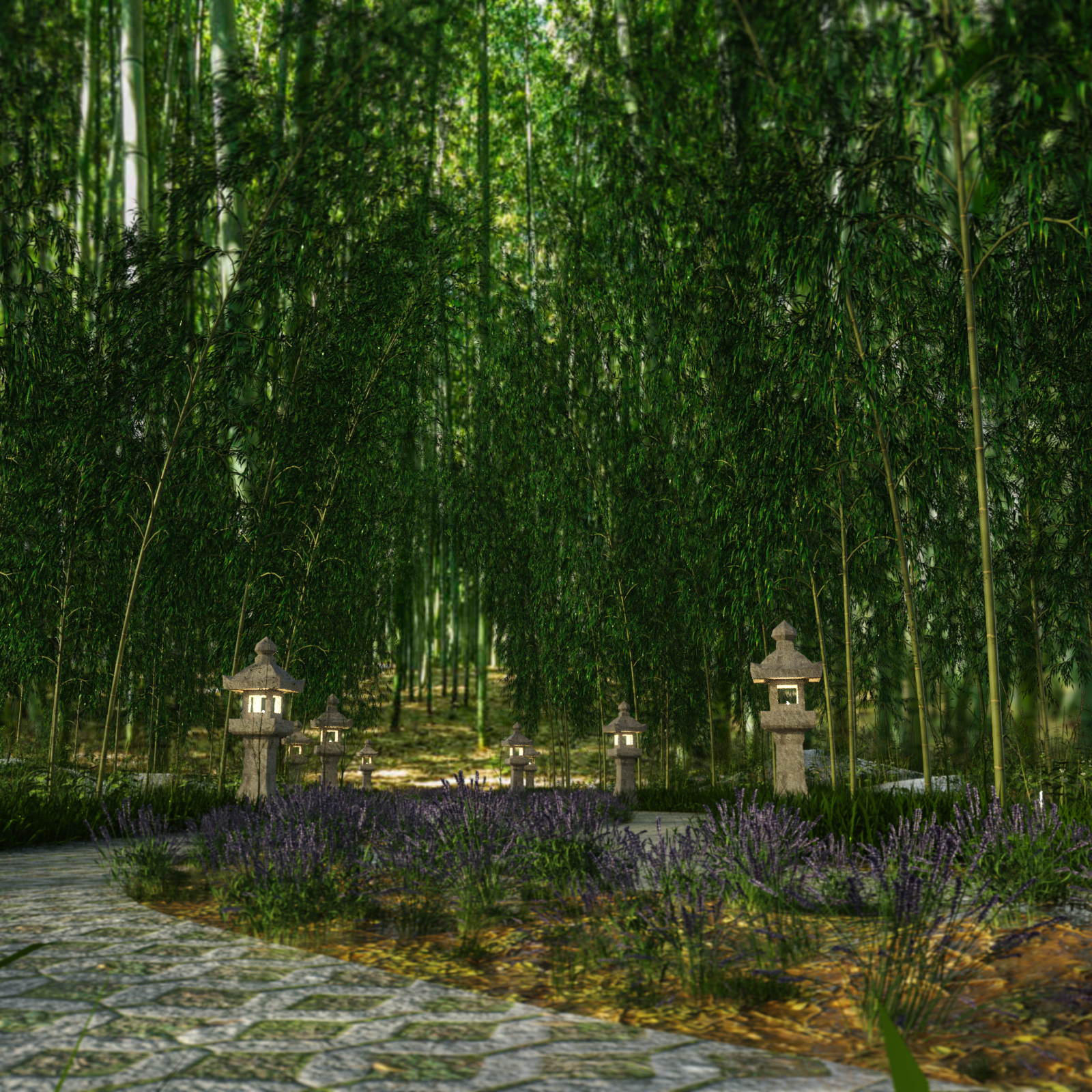 Japanese Bamboo Garden by N/A