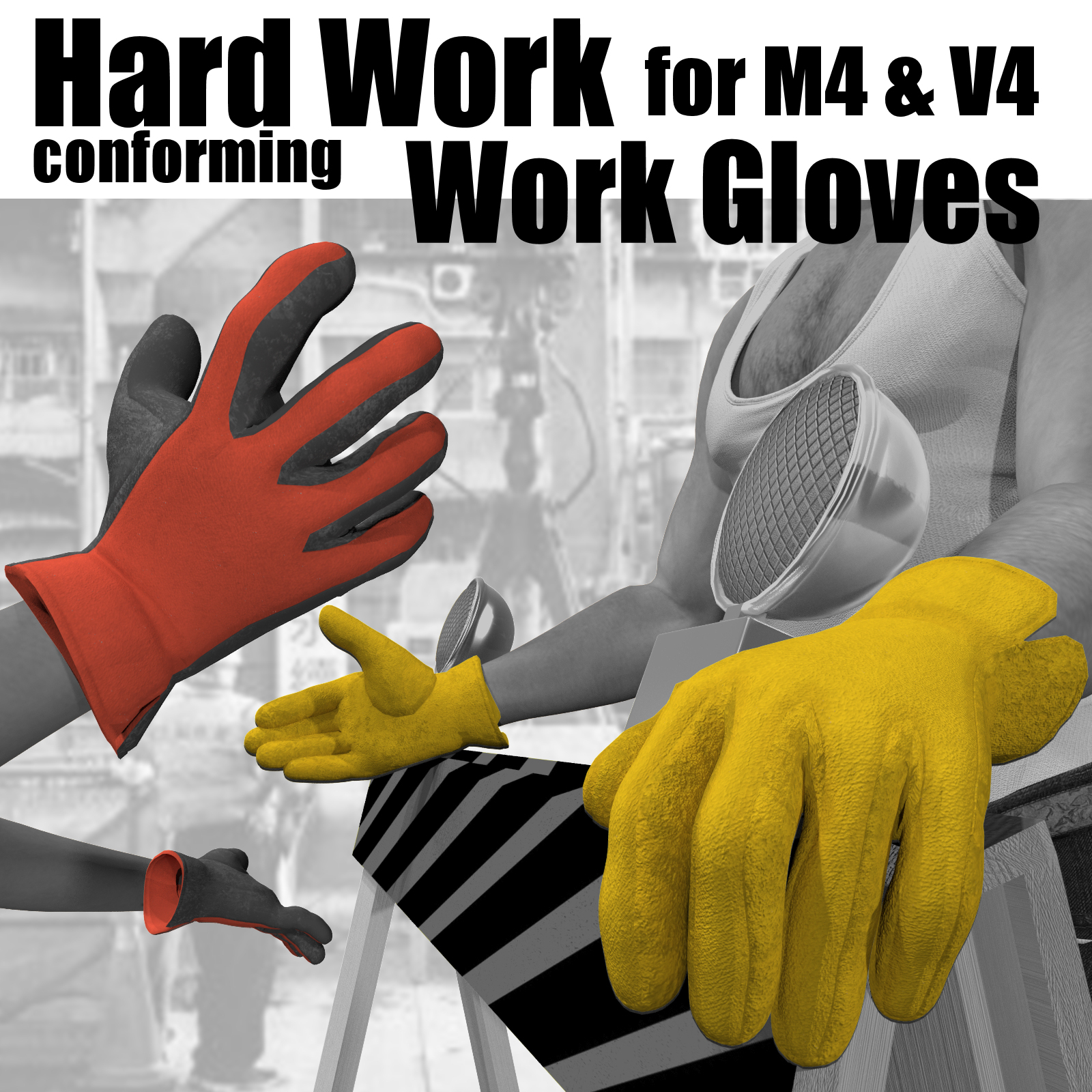 Hard Work for M4 and V4 Work Gloves by N/A