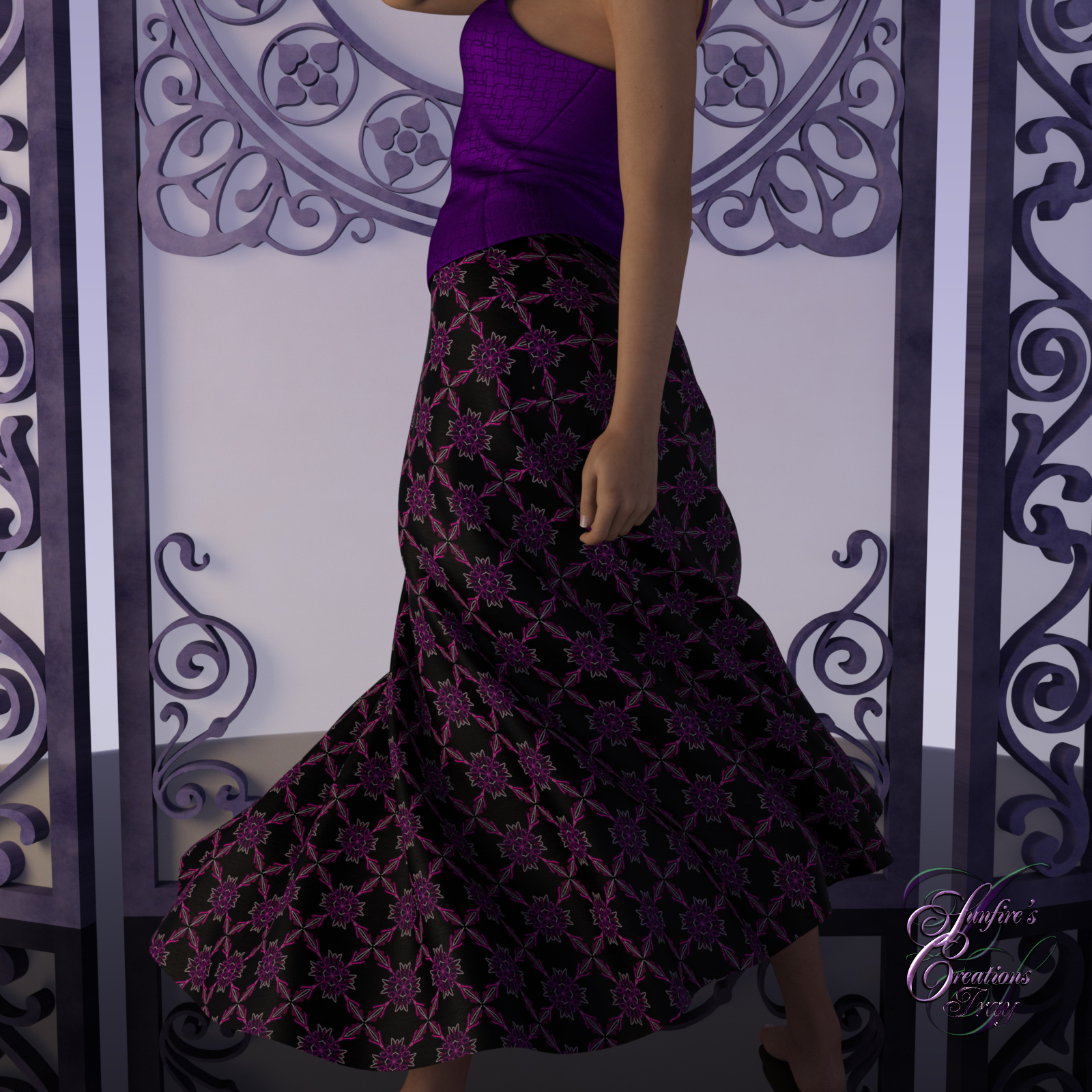 Black and Lilac for dForce Skirts for Dawn and G8 Female by N/A