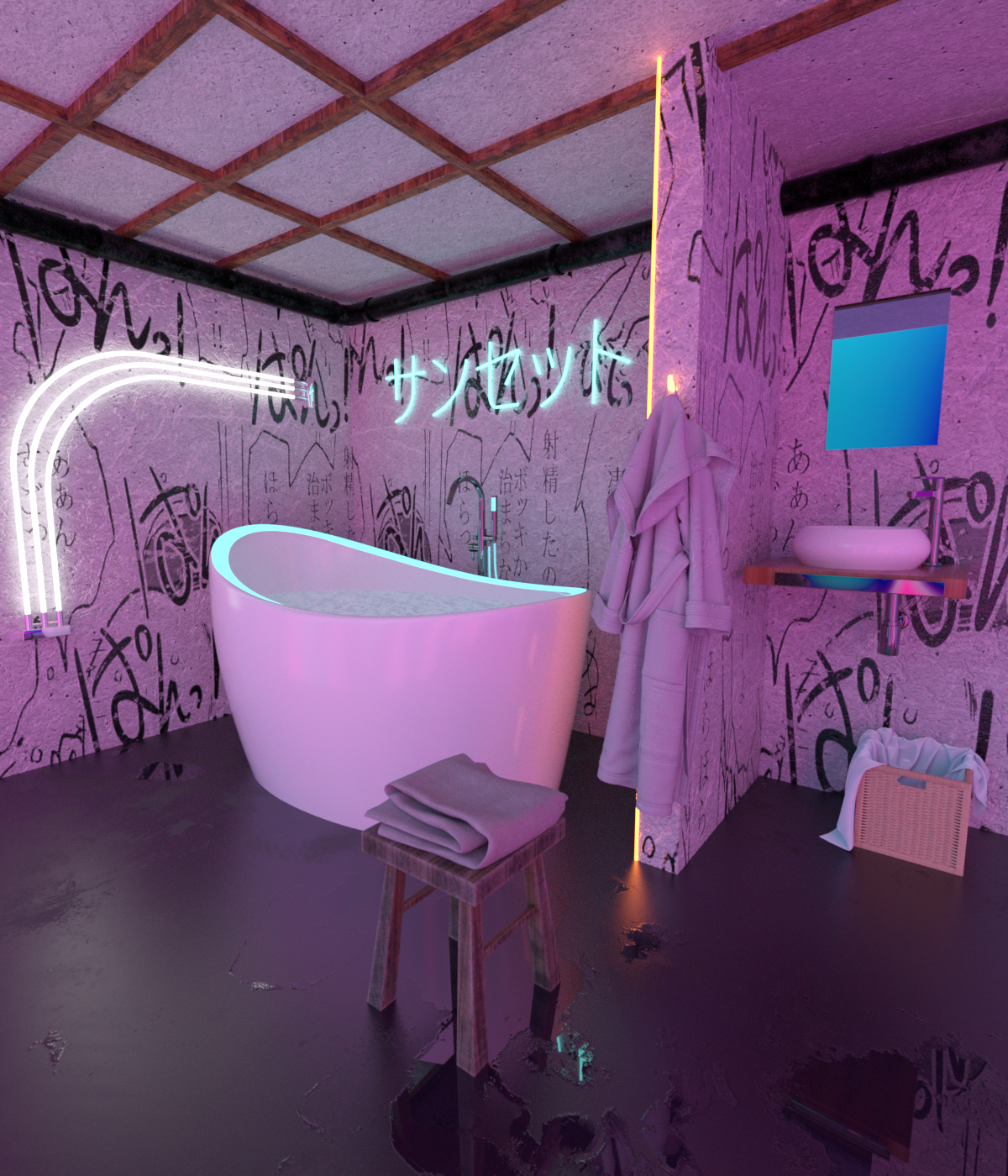Neon Bathroom for Daz and Poser by N/A
